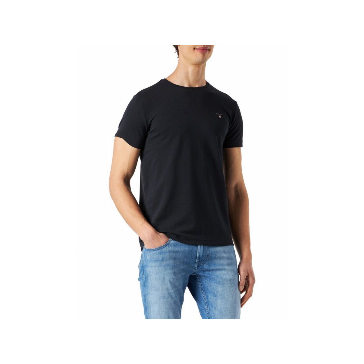 Gant Rundhalsshirt schwarz (1-tlg)