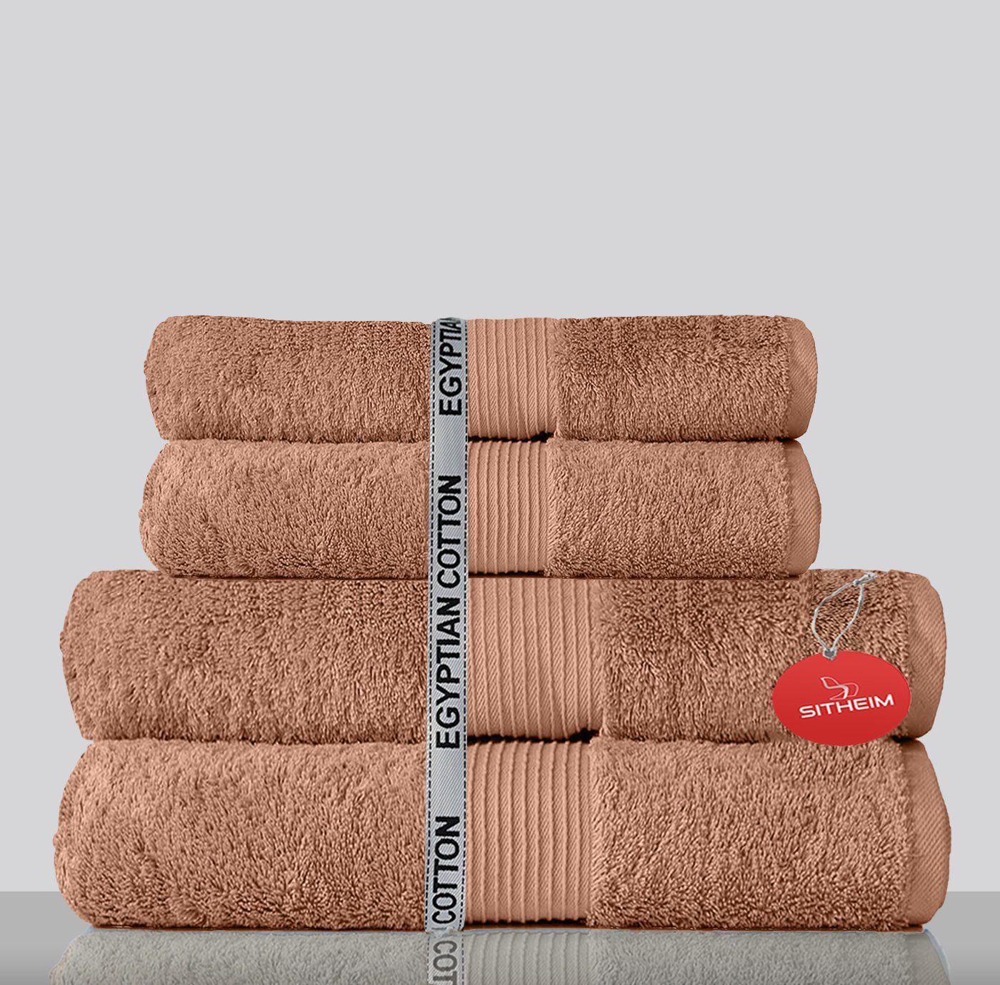 Sitheim-Europe Handtuch Set GIZA LINE Handtücher aus 100% ägyptischer Baumwolle 4-teiliges Handtuchset, ägyptische Baumwolle, (Spar-Set, 4-tlg), 100% premium ägyptische Baumwolle Taupe