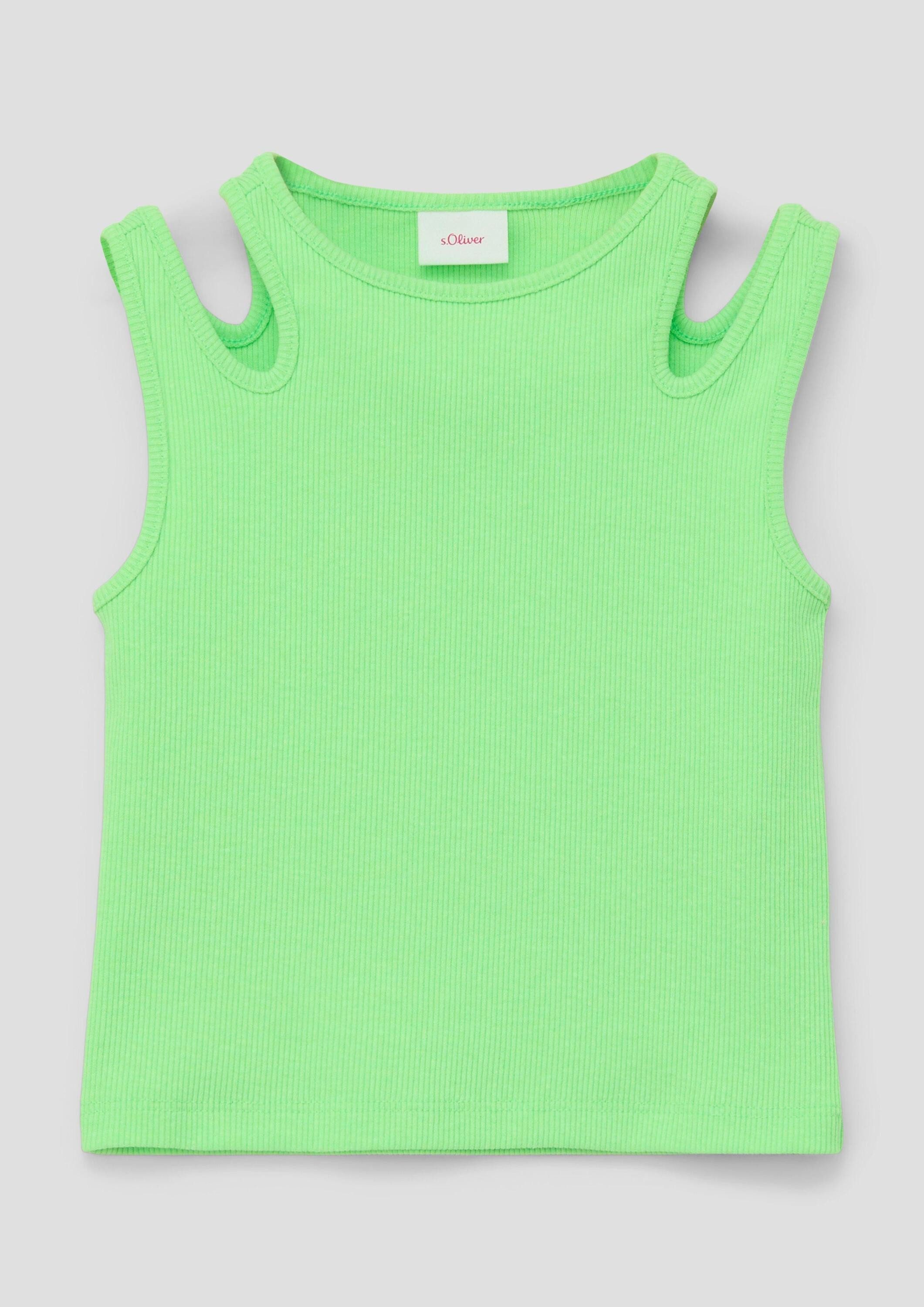 s.Oliver Muskelshirt T-Shirt Geripptes Top mit Cut-out-Details