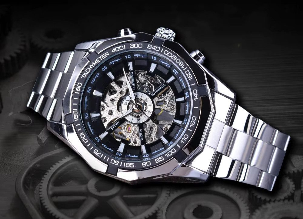 Rötting Design Automatikuhr Herrenuhr Marke Forsining Skelett schwarzes Zif günstig online kaufen