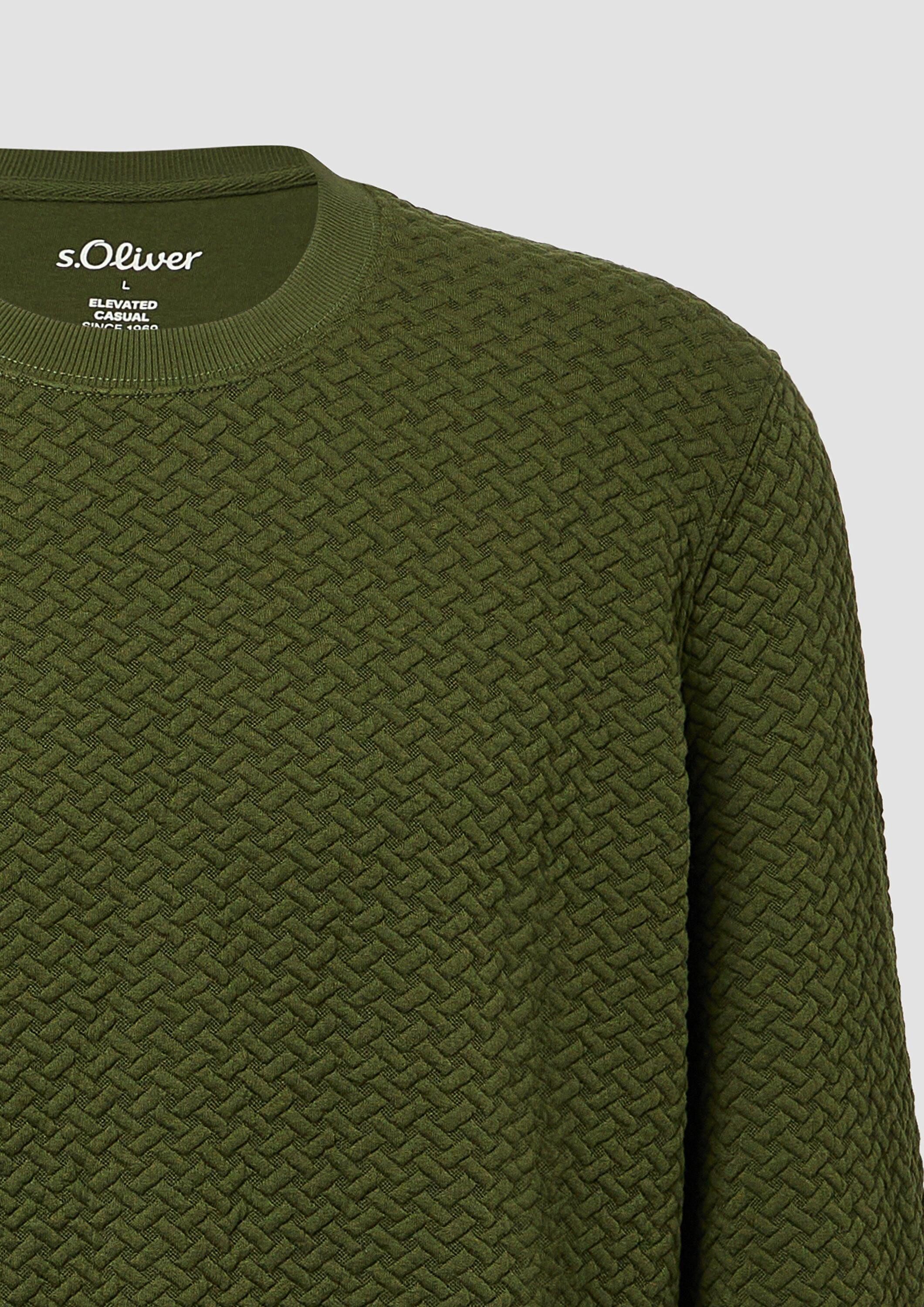 s.Oliver Sweatshirt Sweatshirt Strukturiertes Sweatshirt mit Crew Neck