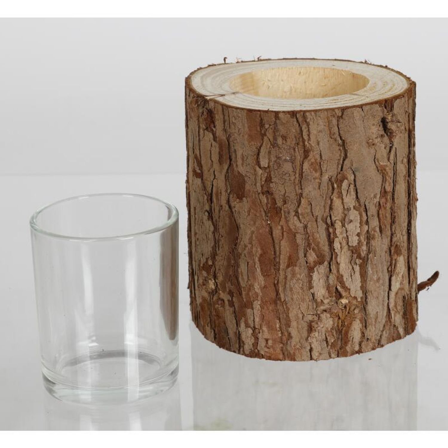 BURI Kerzenständer Glas Windlicht Baumstamm Kerzenhalter günstig online kaufen