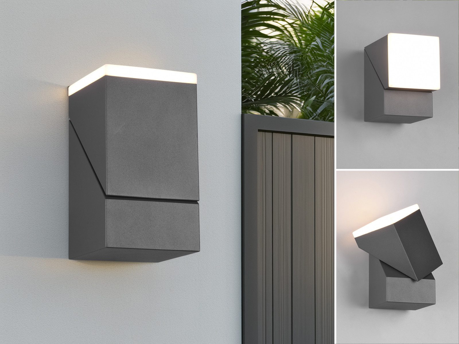 TRIO Leuchten LED Außen-Wandleuchte, LED fest integriert, warmweiß, Wand Außenleuchte, Hausbeleuchtung Leuchtelement schwenkbar, Höhe 16cm