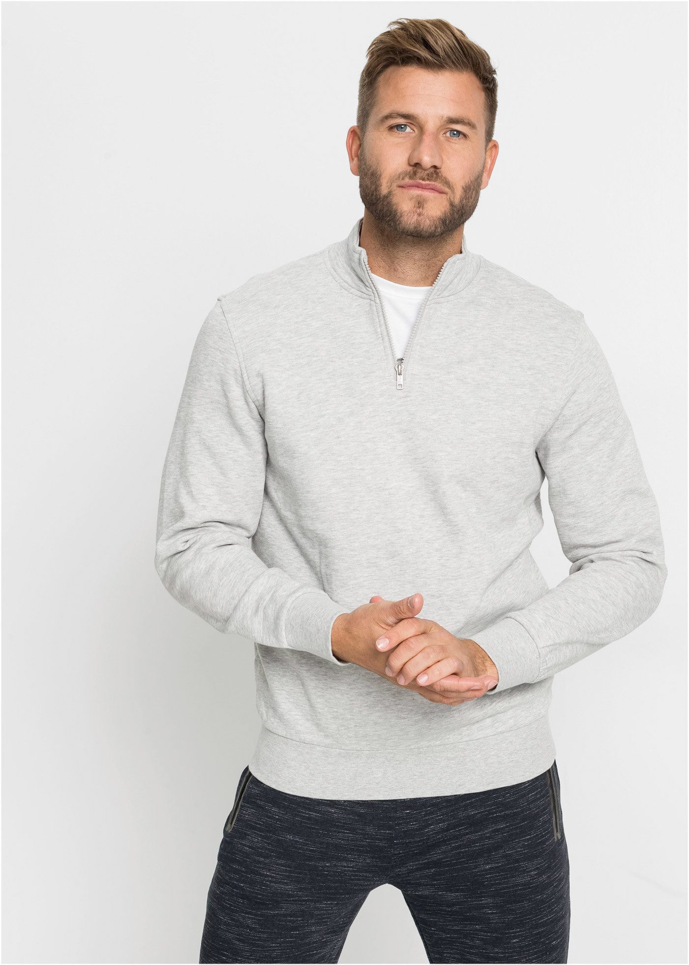 bonprix Sweatshirt Sweatshirt mit Troyerkragen günstig online kaufen