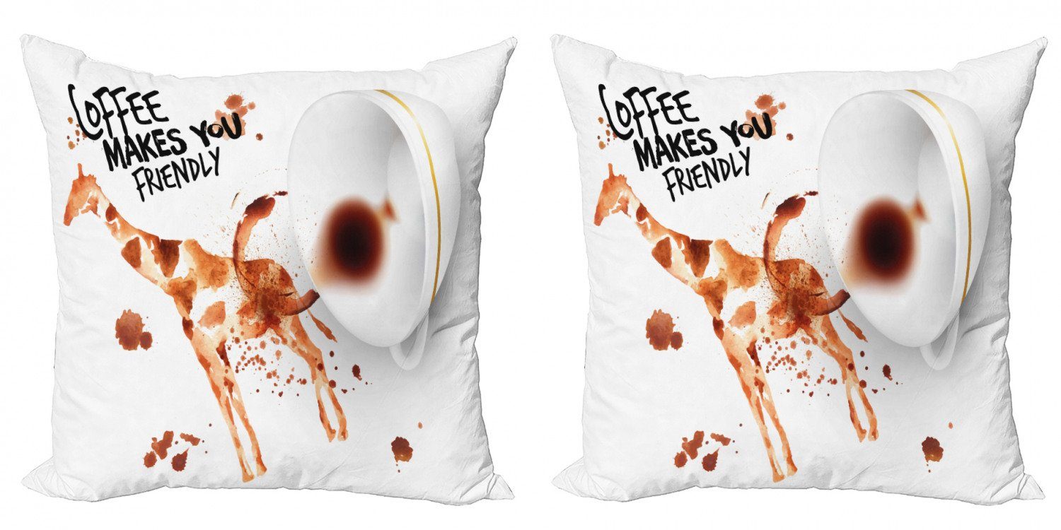 Kissenbezüge Modern Accent Doppelseitiger Digitaldruck, Abakuhaus (2 Stück), Kaffee-Kunst lustige Giraffe
