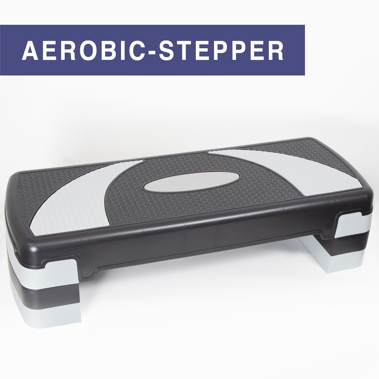 KVOTA Stepper Steppbrett 3-stufig grau – höhenverstellbar 10–15-20 cm für Fitness, Kompakt, leicht und schnell verstellbar, Trittfläche ca. 74 × 25 cm