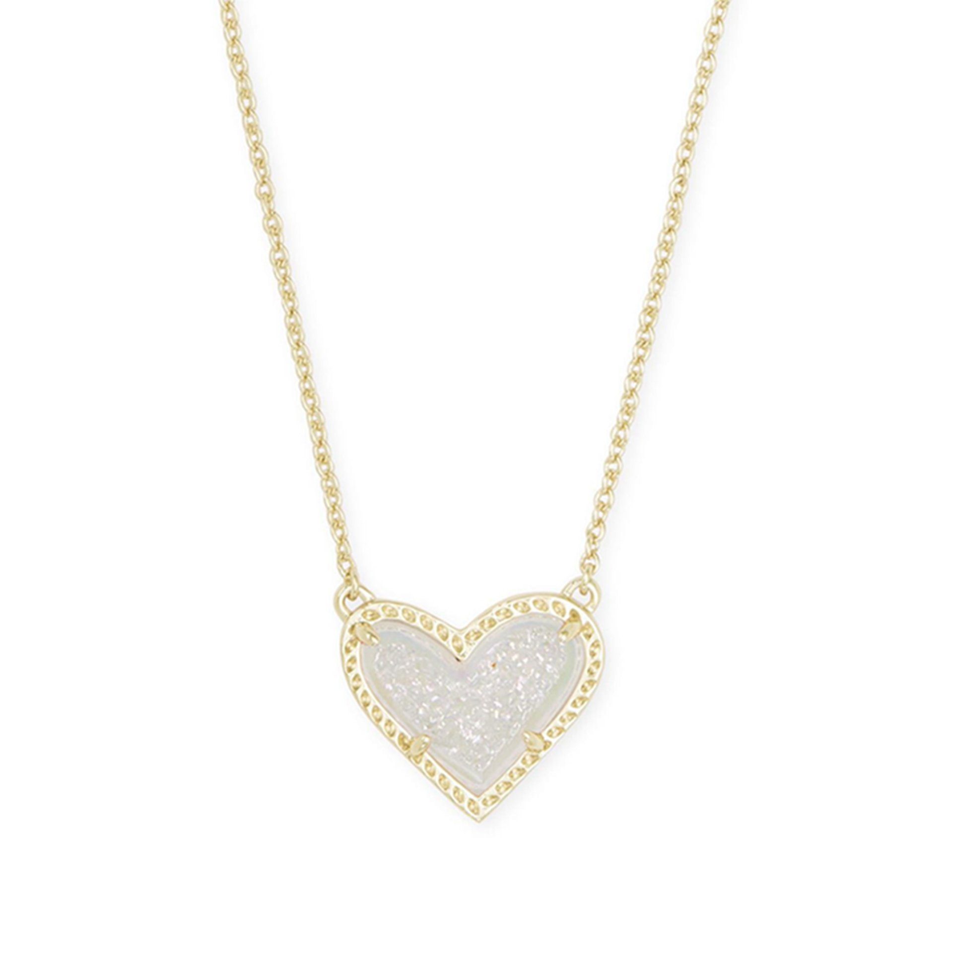 WaKuKa Charm-Kette Herzförmige Anhänger-Halskette für Damen, Schmuck, Geschenk Weiß