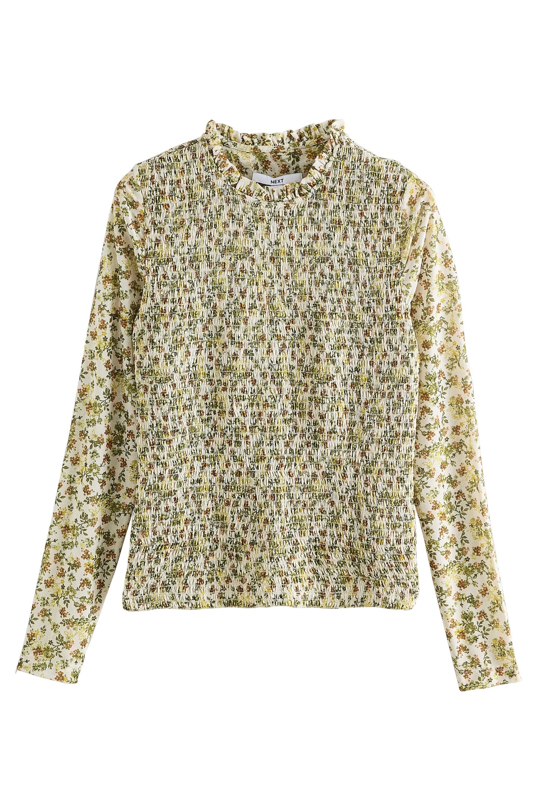 Next Langarmbluse Gesmoktes Langarmoberteil mit Mesh (1-tlg) günstig online kaufen