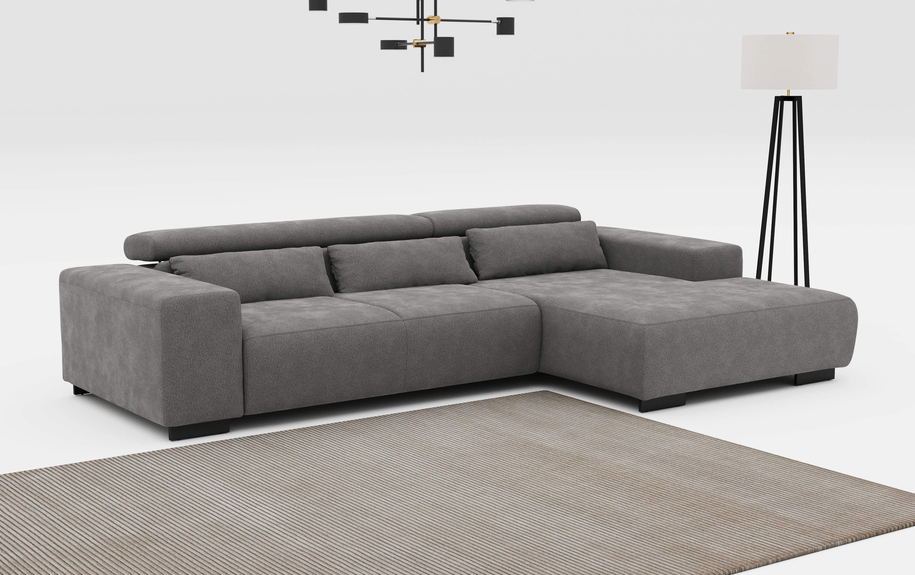 COTTA Ecksofa "Side L-Form, mit Kopfteilverstellung & 3 Nierenkissen" optio günstig online kaufen