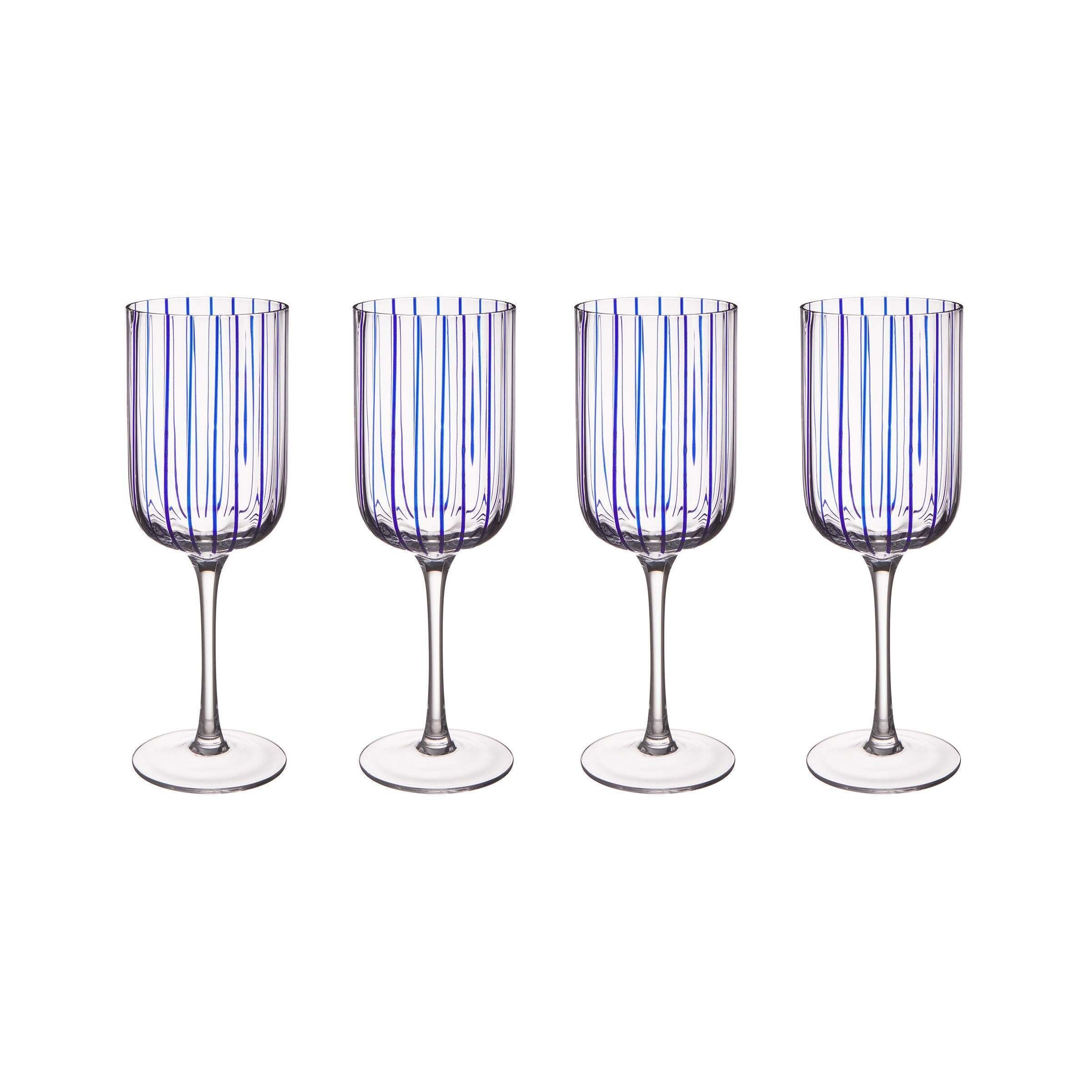 BUTLERS Weinglas CHEERFUL 4x Weingläser Streifen 380ml, Glas