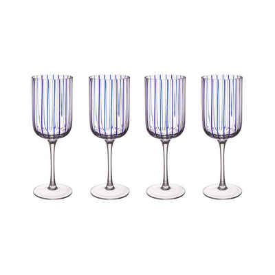 BUTLERS Weinglas CHEERFUL 4x Weingläser Streifen 380ml, Glas