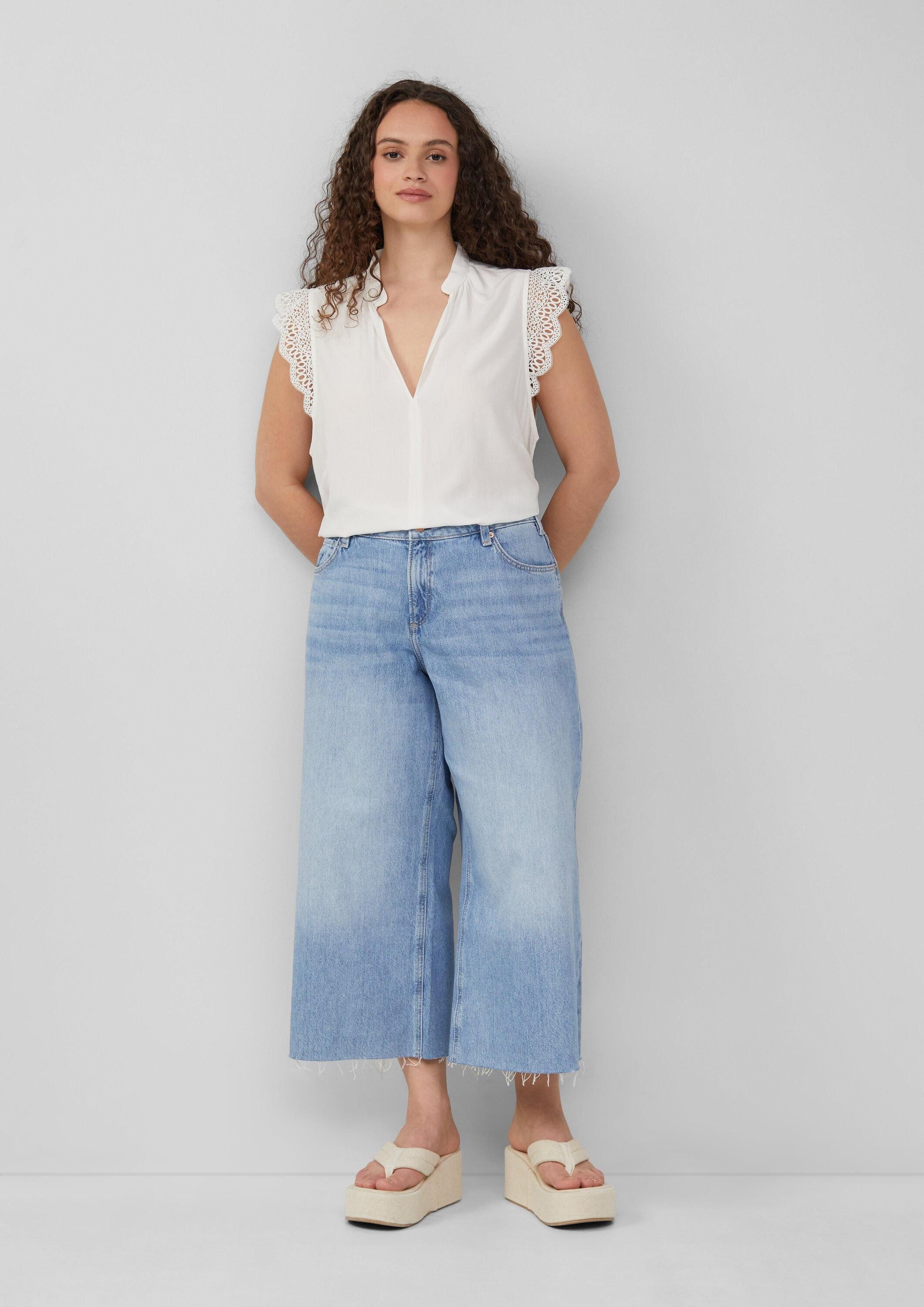 QS Blusentop Bluse Blusentop mit Spitzendetail