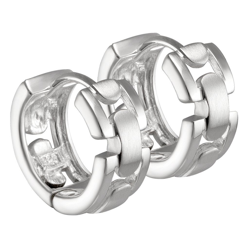 Vinani Paar Creolen, Vinani Klapp-Creolen Glieder mattiert glänzend Sterling Silber 925 Ohrringe CRKG