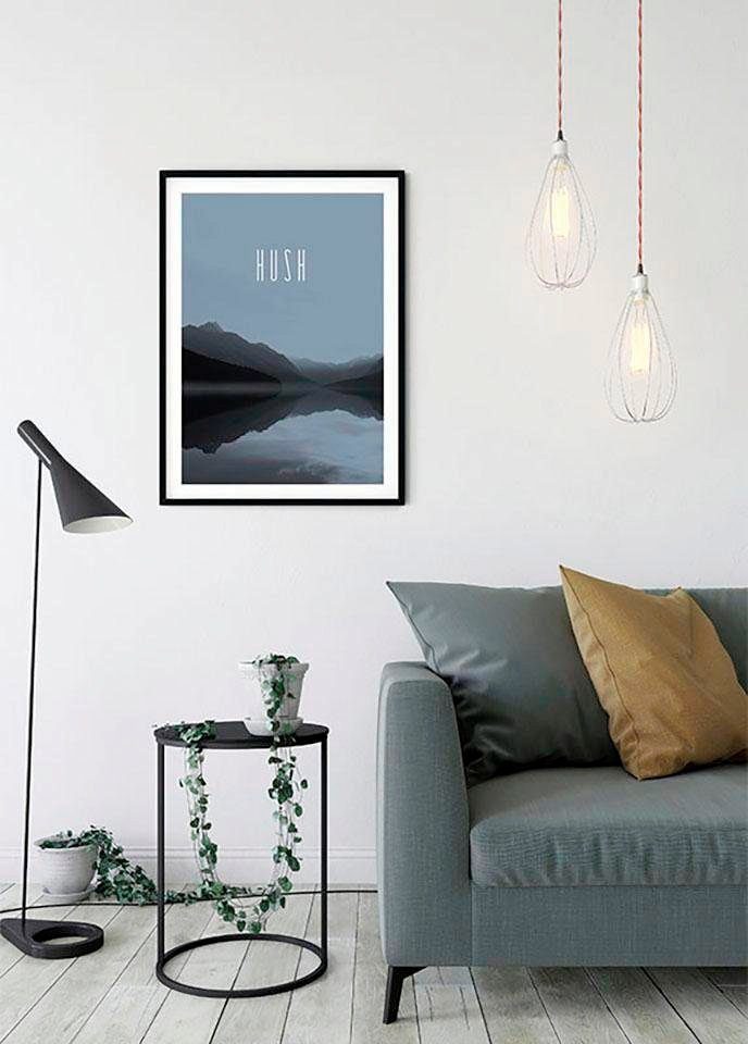 Komar Poster Hush Natur Word Steel, Lake (1 St), Kinderzimmer, Schlafzimmer, Wohnzimmer