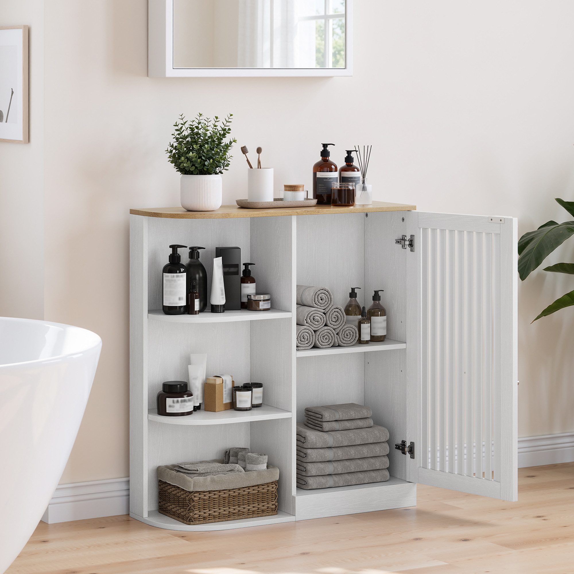 REDOM Eckschrank Eckbadezimmerschrank (mit offenen Regalen, verstellbaren A günstig online kaufen