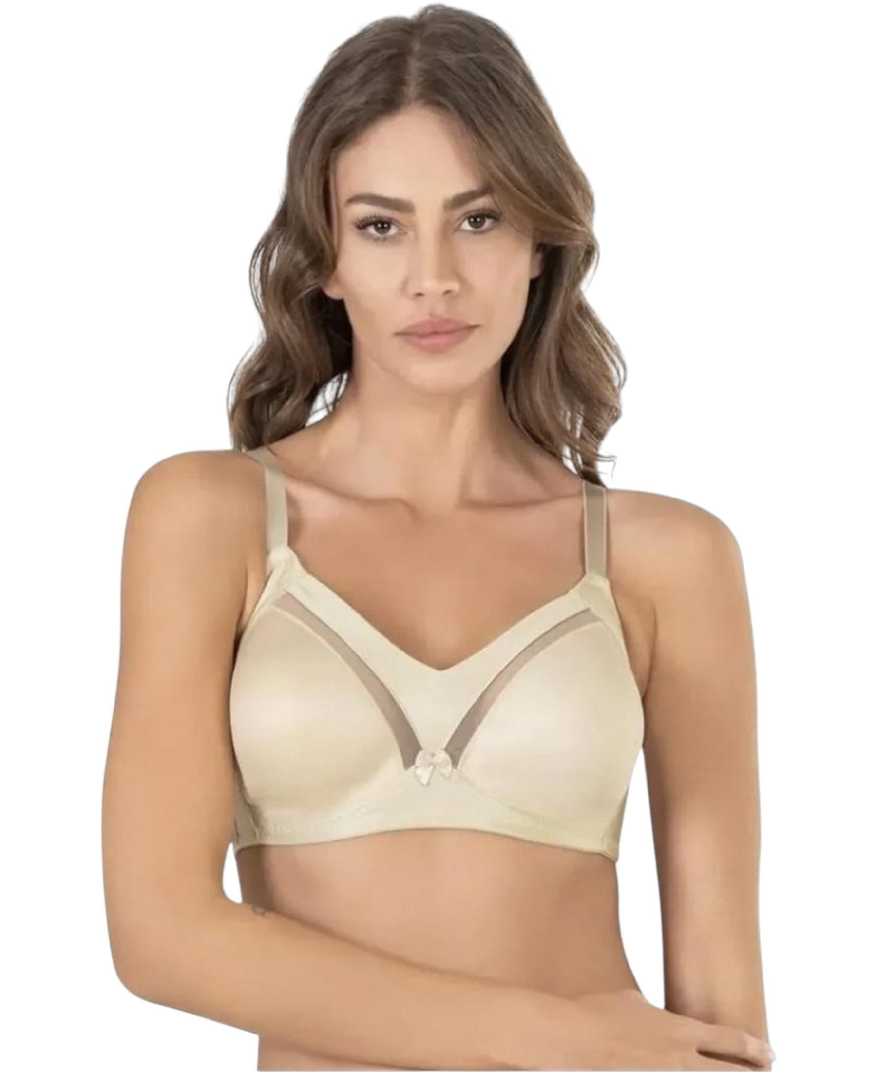 fashionshowcase Bügel-BH Soft Cups Mesh-Einsatz Zierschleife, 85–105 B/C/D, 3 Farben (1-tlg) Mesh-Einsatz, blickdicht