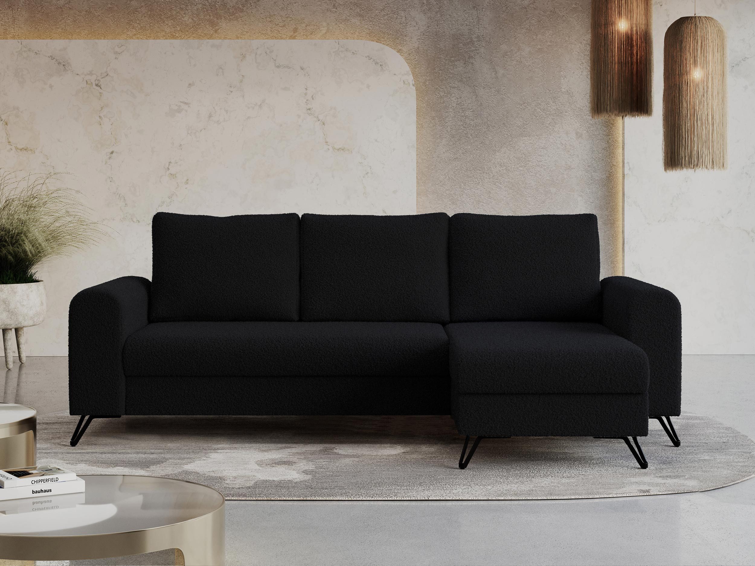 MKS MÖBEL Ecksofa HUGO, Set, Couch, Schlaffunktion, Lose Kissen, Bettkasten, T30-Schaum, mit Bettfunktion, mit Bonellfedern, Ecksofa L-form