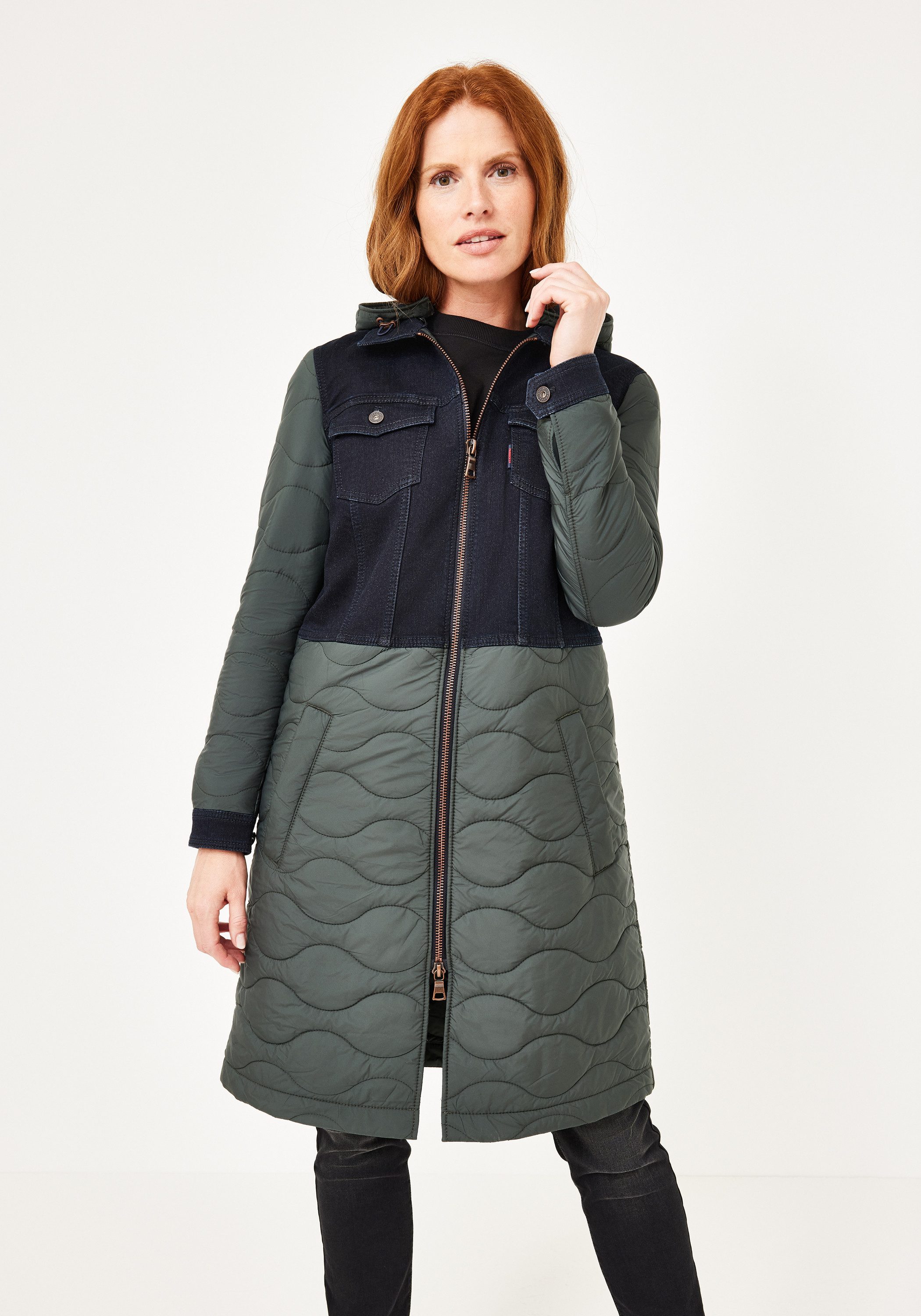 Paddock's Langjacke Denim Jacket Mix and Match Langjacke mit Kapuze