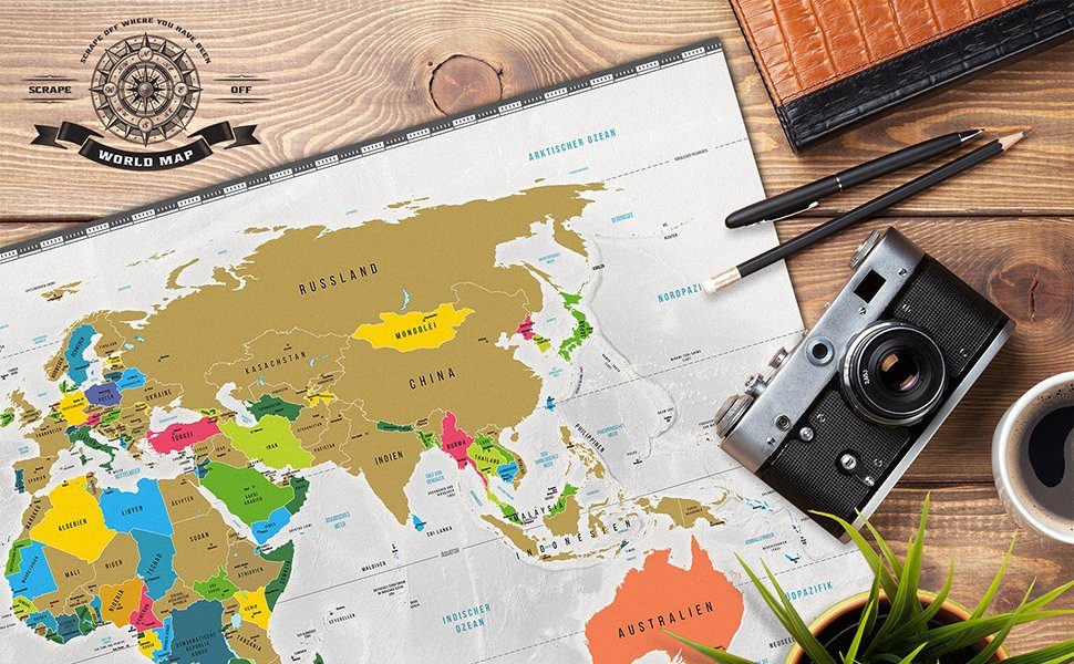 Weltkarte Rubbeln, Goods+Gadgets Reise-Karte Scratch Freirubbeln zum Poster zum Map, Poster off