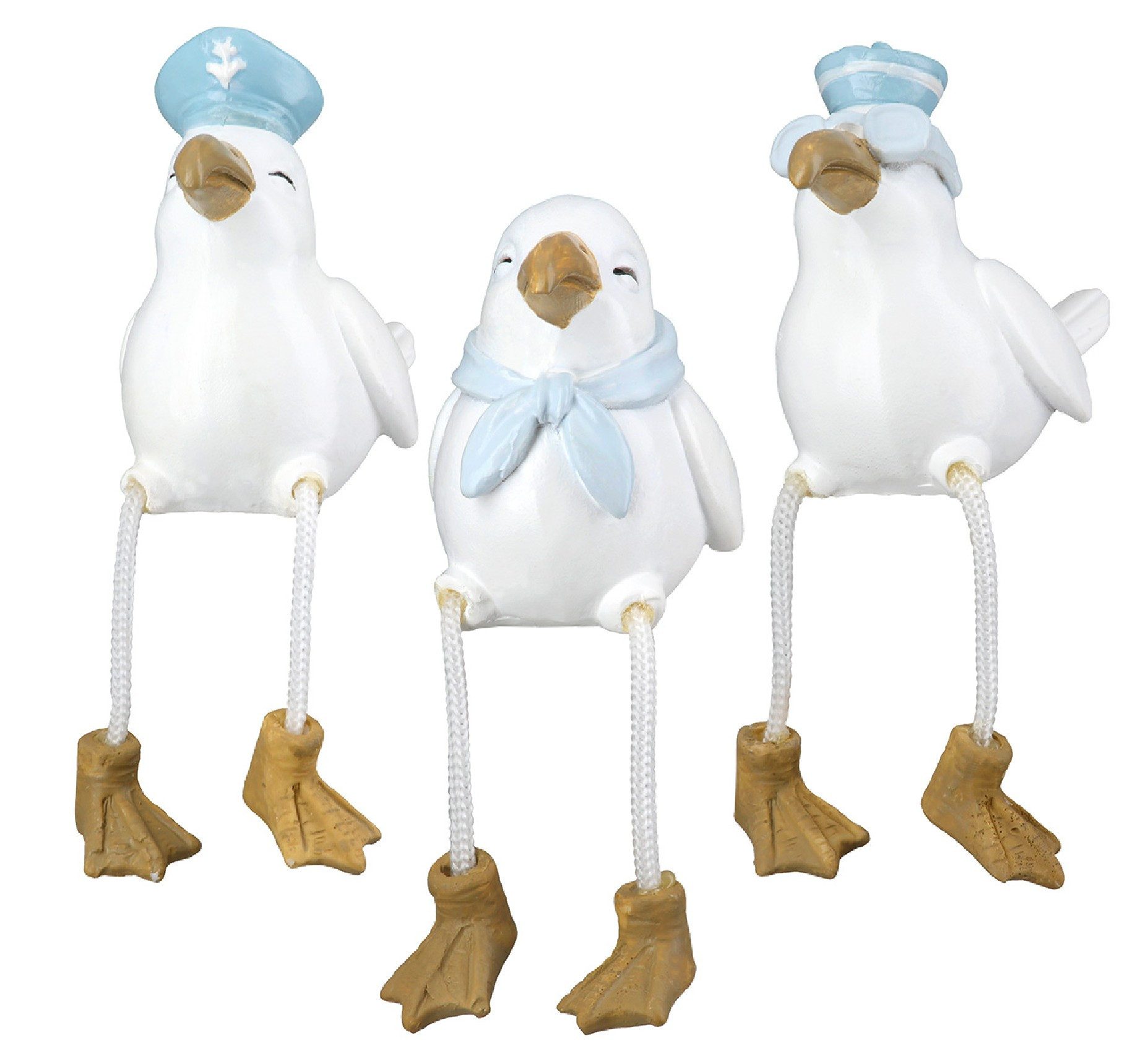GILDE Dekofigur Kantensitzer Möwen Sigurd, 3er Set, maritime Dekofiguren aus Kunstharz (3 St., 3 Möwen Figuren "Sigurd)