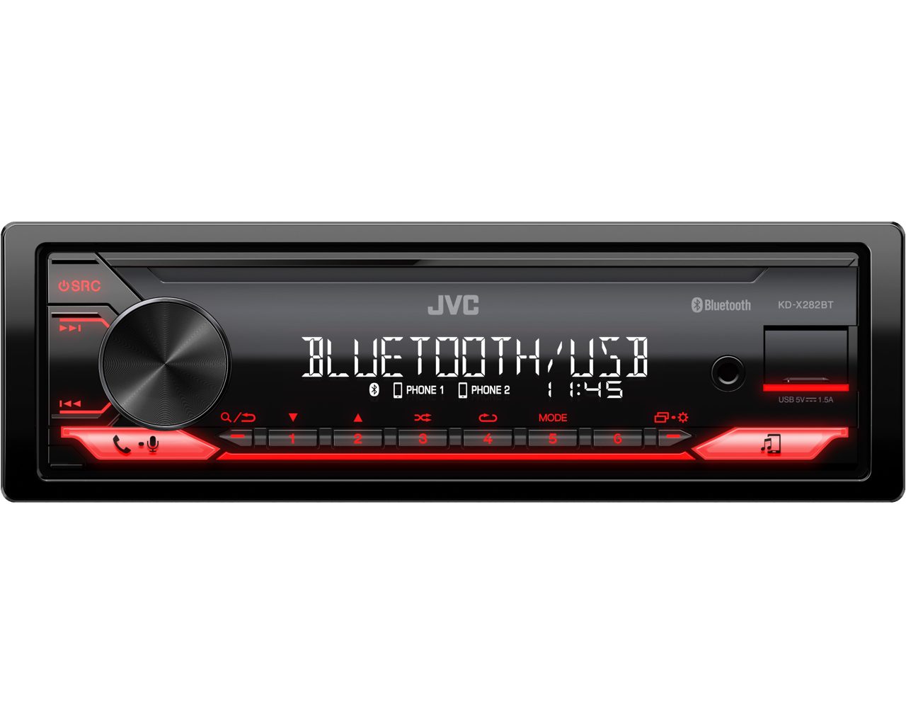 JVC KD-X282BT USB, Remote App, Android Music, Bluetooth, AUX Autoradio (RDS, AM/FM Radio, Animiertes Display, Freisprecheinrichtung, 1 DIN, RDS, AM/FM Radio, Animiertes Display, Freisprecheinrichtung, 1 DIN)