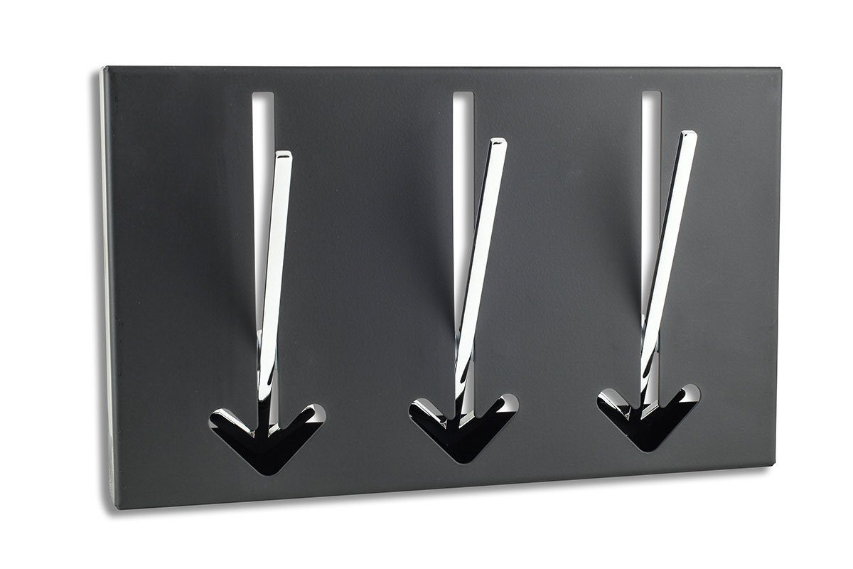 Levandeo® Garderobenhaken, 3 Wandhaken Pfeil Wandgarderobe schwarz Garderobe Metall Chrom