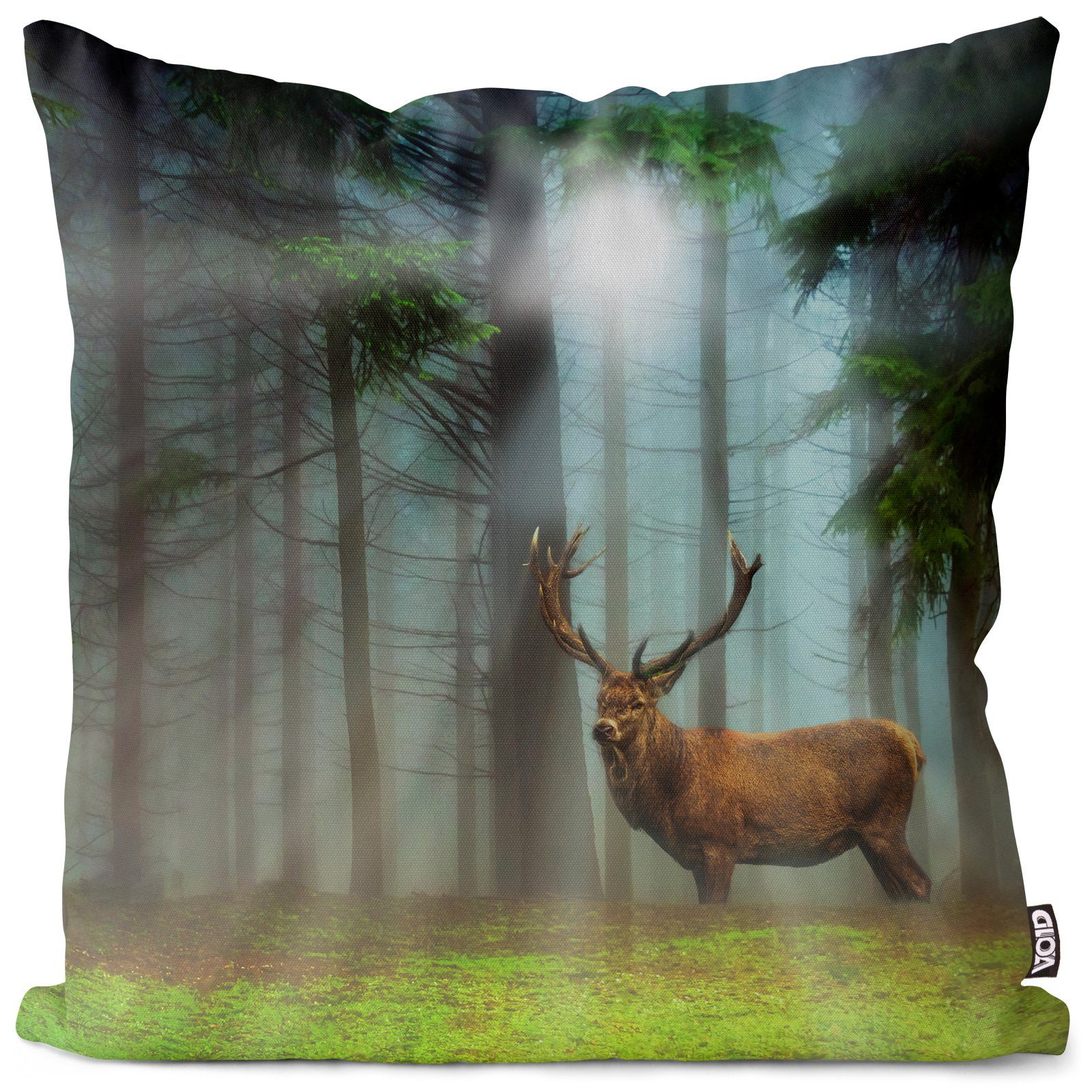 VOID Kissenbezug, (1 Stück), Hirsch Nebelwald Landschaft Jagd Jäger Wildtier Tier Österreich Reh R