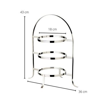 EDZARD Etagere Sina, Messing, Tellerhalter für Servierplatten, 3 Etagen, Esstisch Deko, versilbert