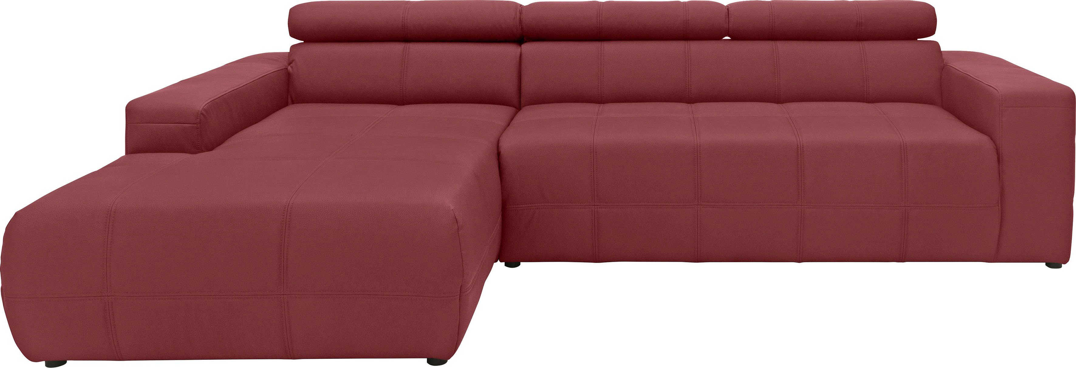 DOMO collection Ecksofa Brandon große Ausführung B/T/H: 289/177/80 cm, auch in Leder und Cord, mit Kopfteilverstellung, wahlweise Sitztiefenverstellung, L-Form