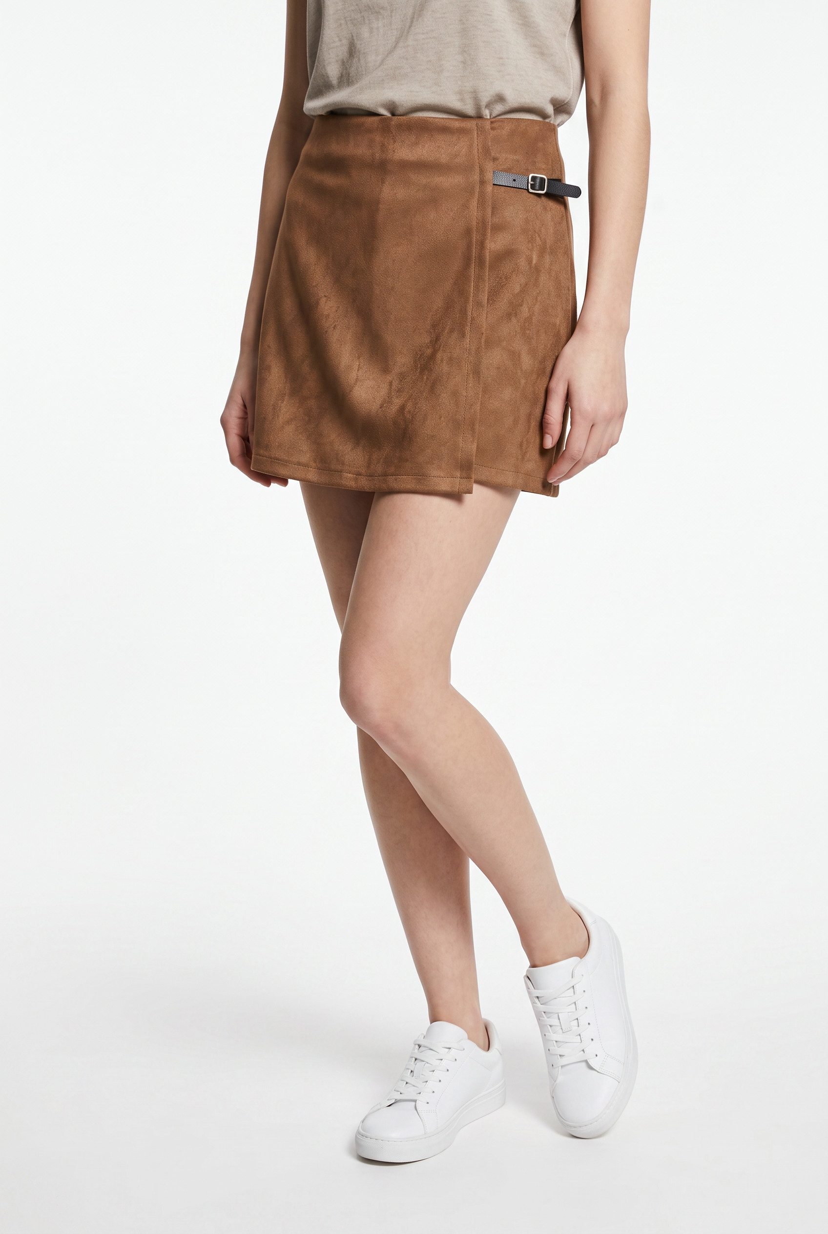 ONLY Hosenrock ONLTAVIA HW FAUX SUEDE SKORT PNT Materialmix, Wildlederimitat