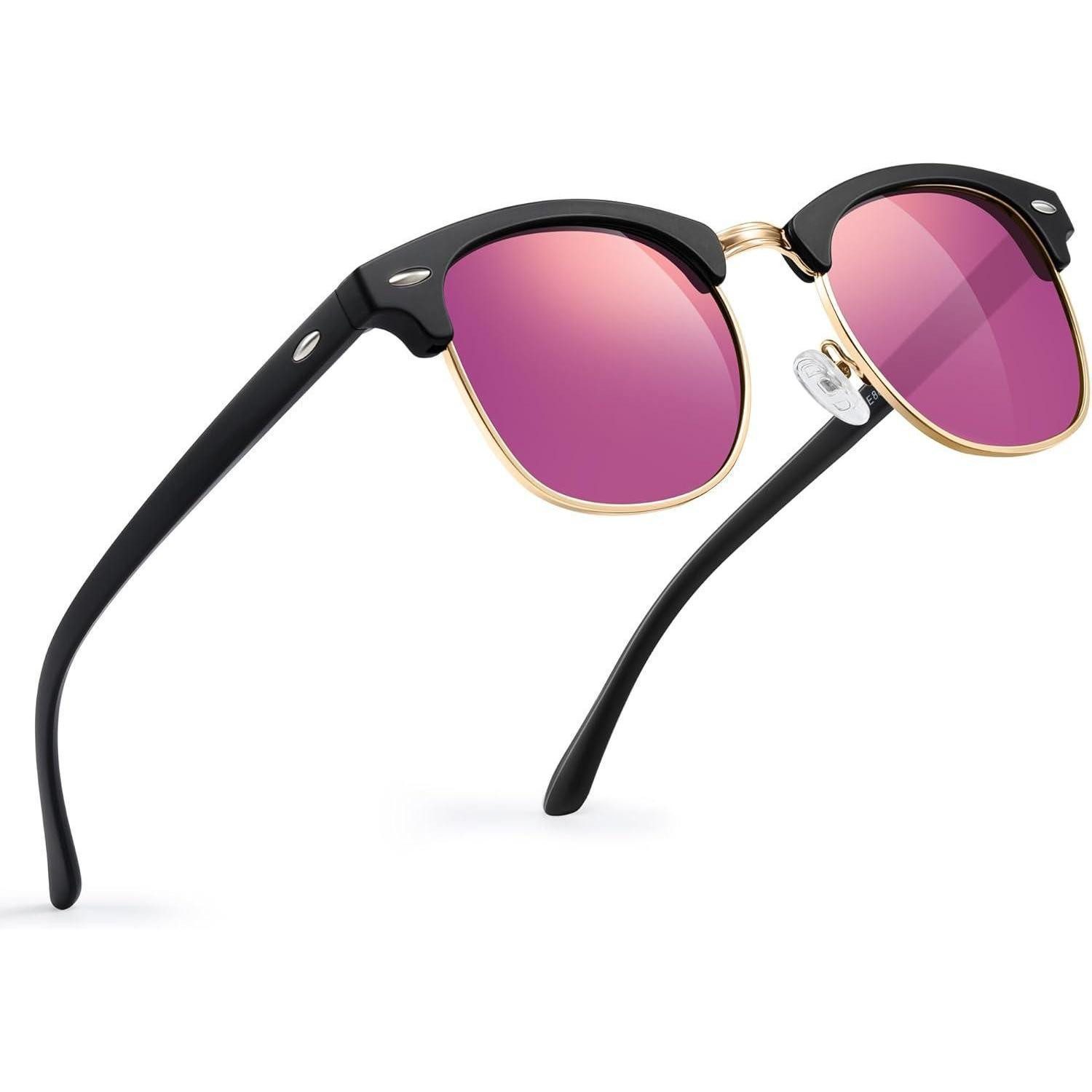 Retrosonnenbrille Polarisierte Sonnenbrille Herren Damen UV400 Outdoor Schwarz