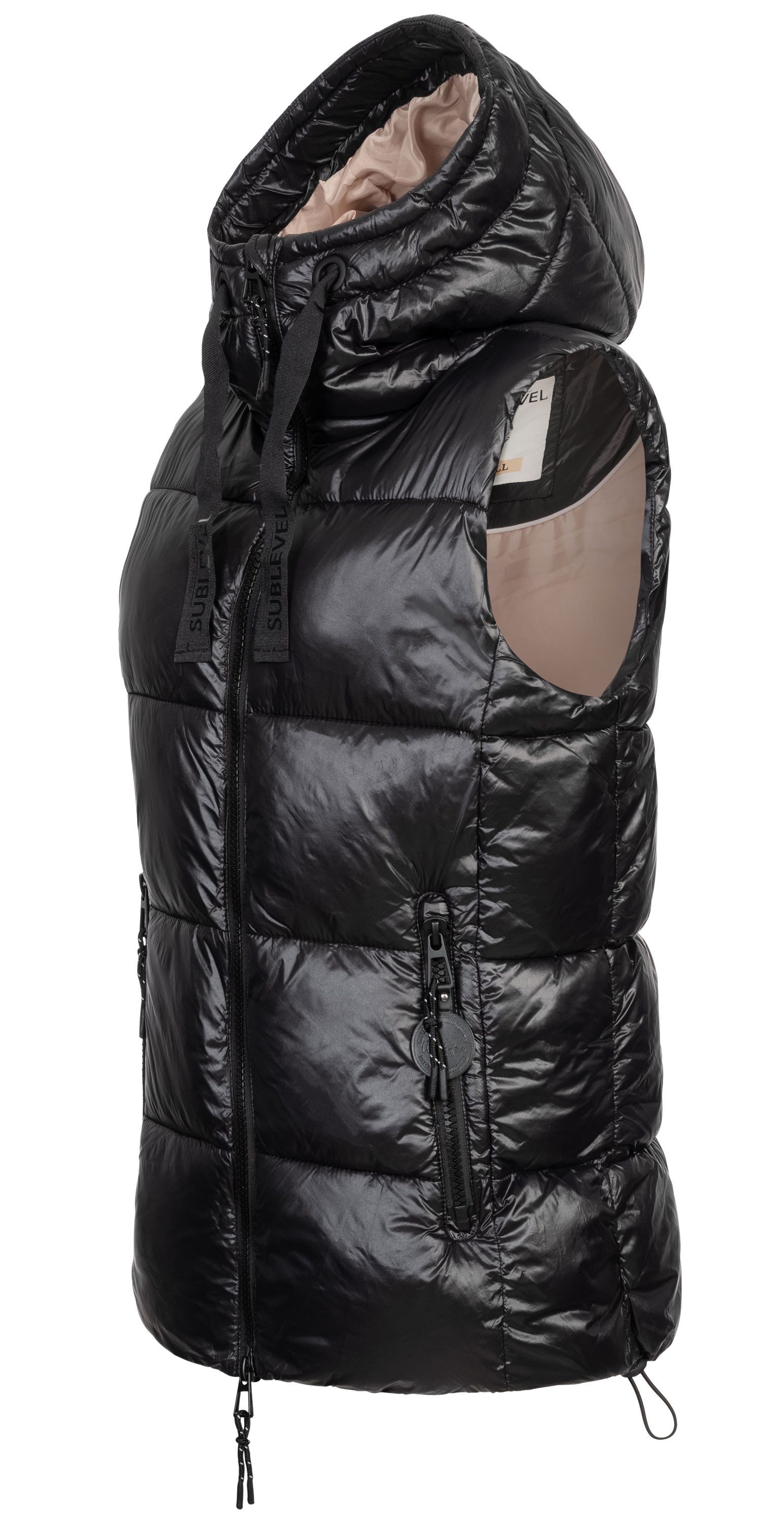Steppweste Damen mit Kapuze Waistcoat kurze Winter Weste Bodywarmer Waistcoat
