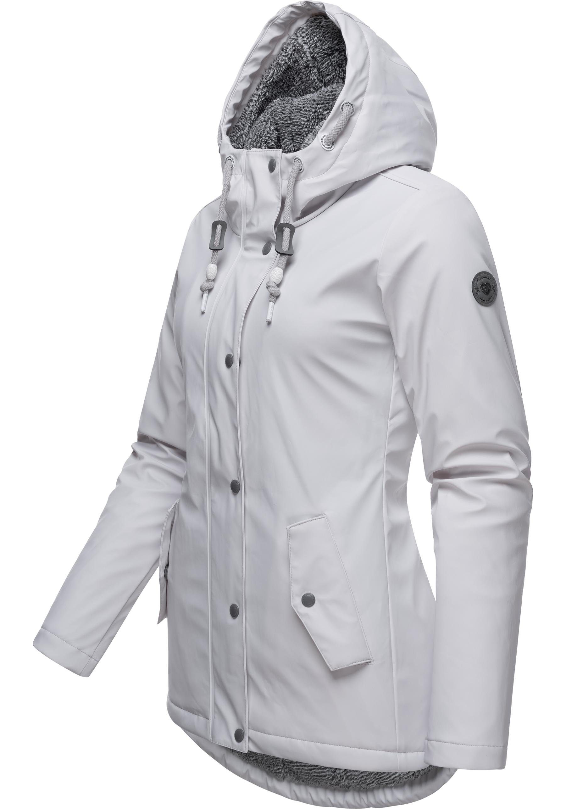 Ragwear Regenjacke Marge kieselgrau gefütterter Winter Regenmantel Damen warm