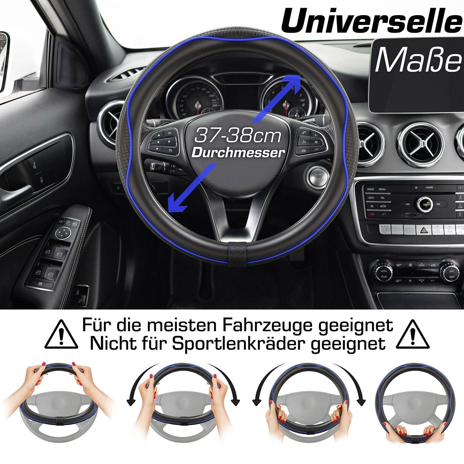 Perforierten Orange Lenkradbezug Details mit Ø Upgrade4cars 39,00 Grip cm, Linien-Design für - SportsLine, 37,00 mehr Stilvolles