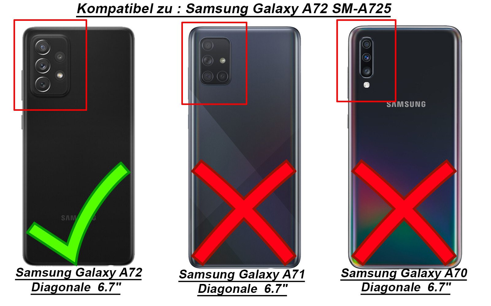 betterfon Handyhülle Handytasche für Samsung Galaxy A72 Klapphülle, Wallet Case mit Kartenfächern Magnetverschluss und weicher Innenhülle