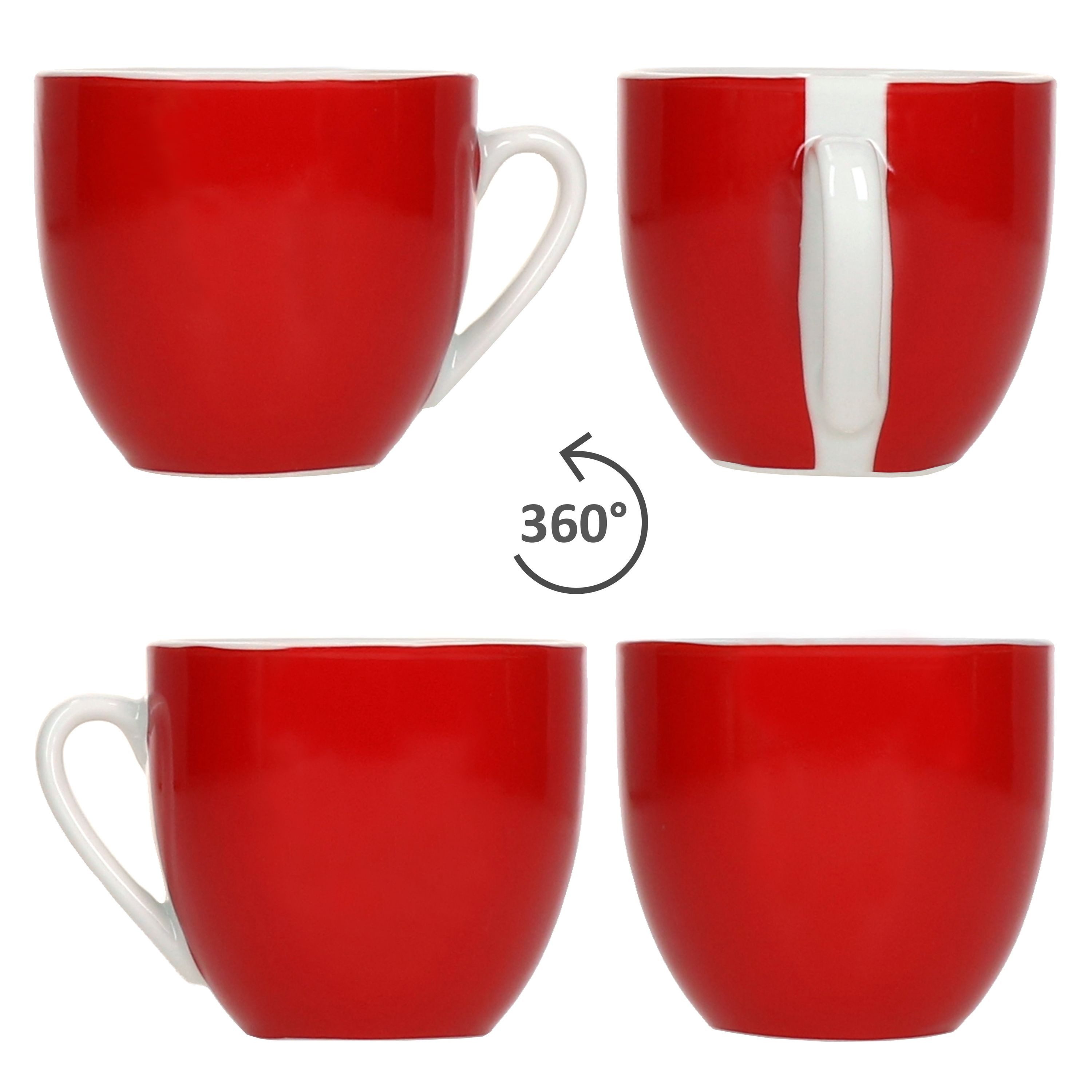 MamboCat Tasse 6er Set Variant Rot Kaffeetassen mit Untertassen für 6 Personen, Porzellan – Bild 4 von 5