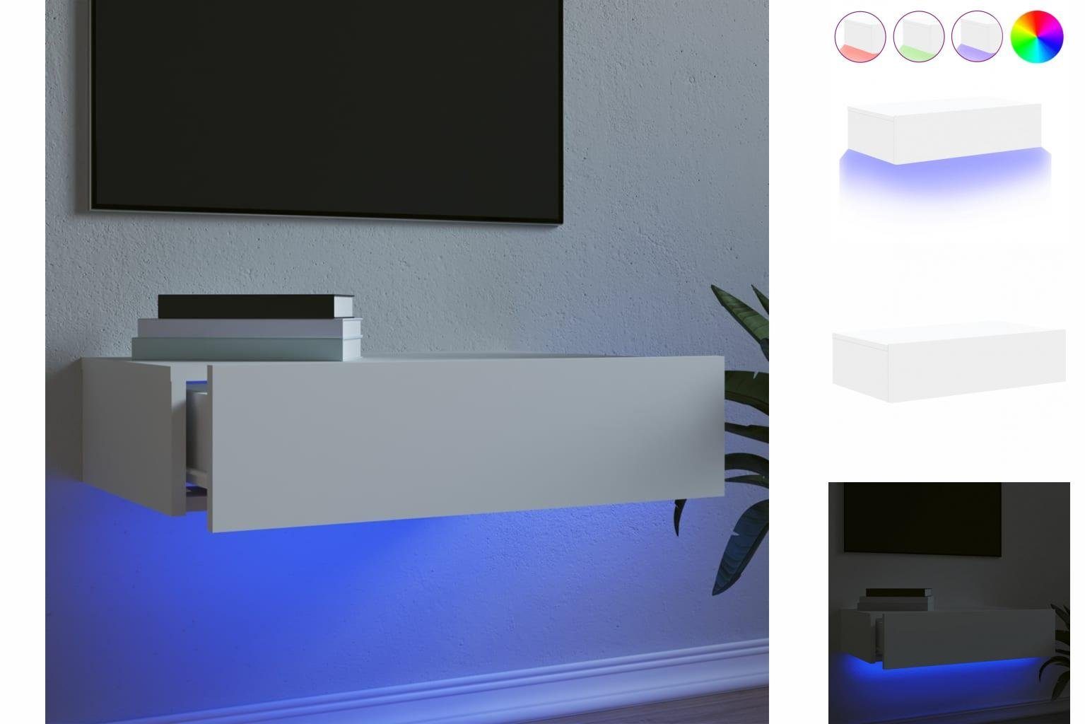 vidaXL TV-Schrank TV-Lowboard TV-Schrank mit LED-Leuchten Weiß 60x35x15,5 cm