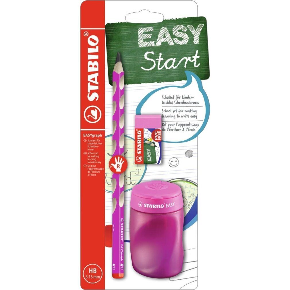STABILO Bleistift EASYgraph Schulset für rechtshändige Kinder rosa