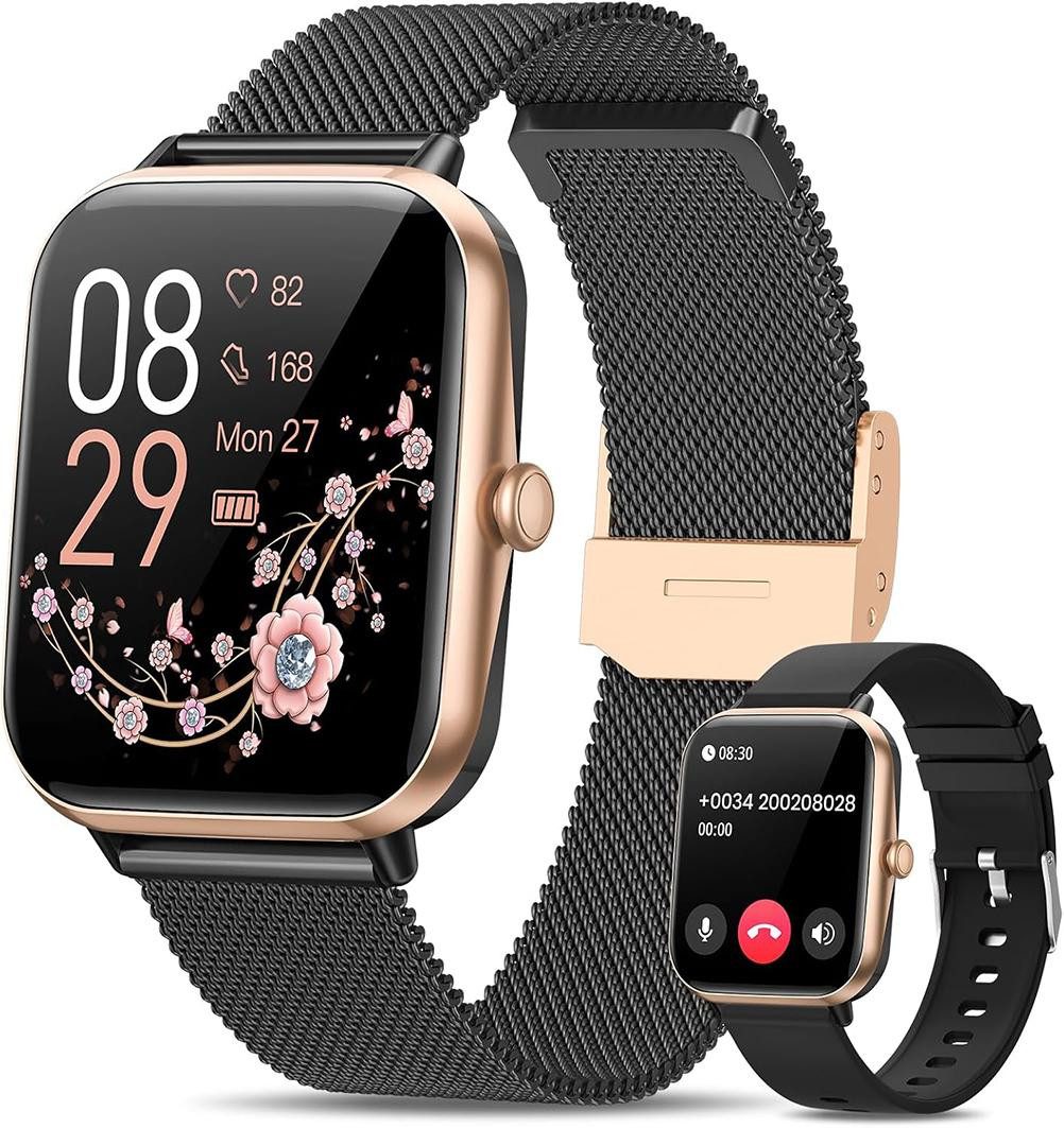 Smartwatch Damen Herren mit ʙʟᴜᴛᴢᴜᴄᴋᴇʀüʙᴇʀᴡᴀᴄʜᴜɴɢ und Anruffunktion Smartwatch