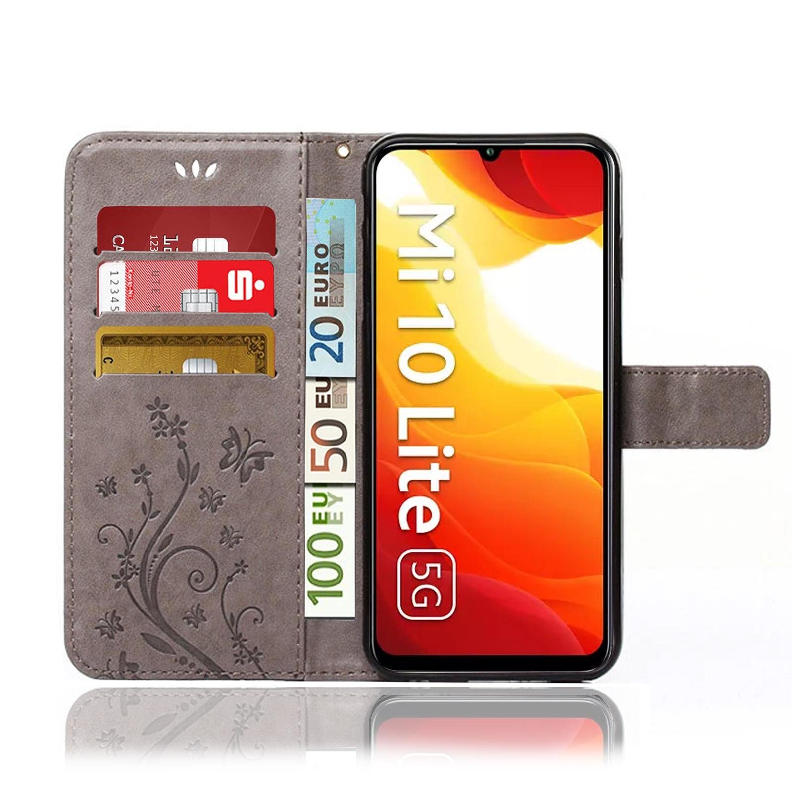 Numerva Handyhülle Bookstyle Flower für Xiaomi Mi 10 lite, Handy Tasche Schutzhülle Klapphülle Flip Cover mit Blumenmuster
