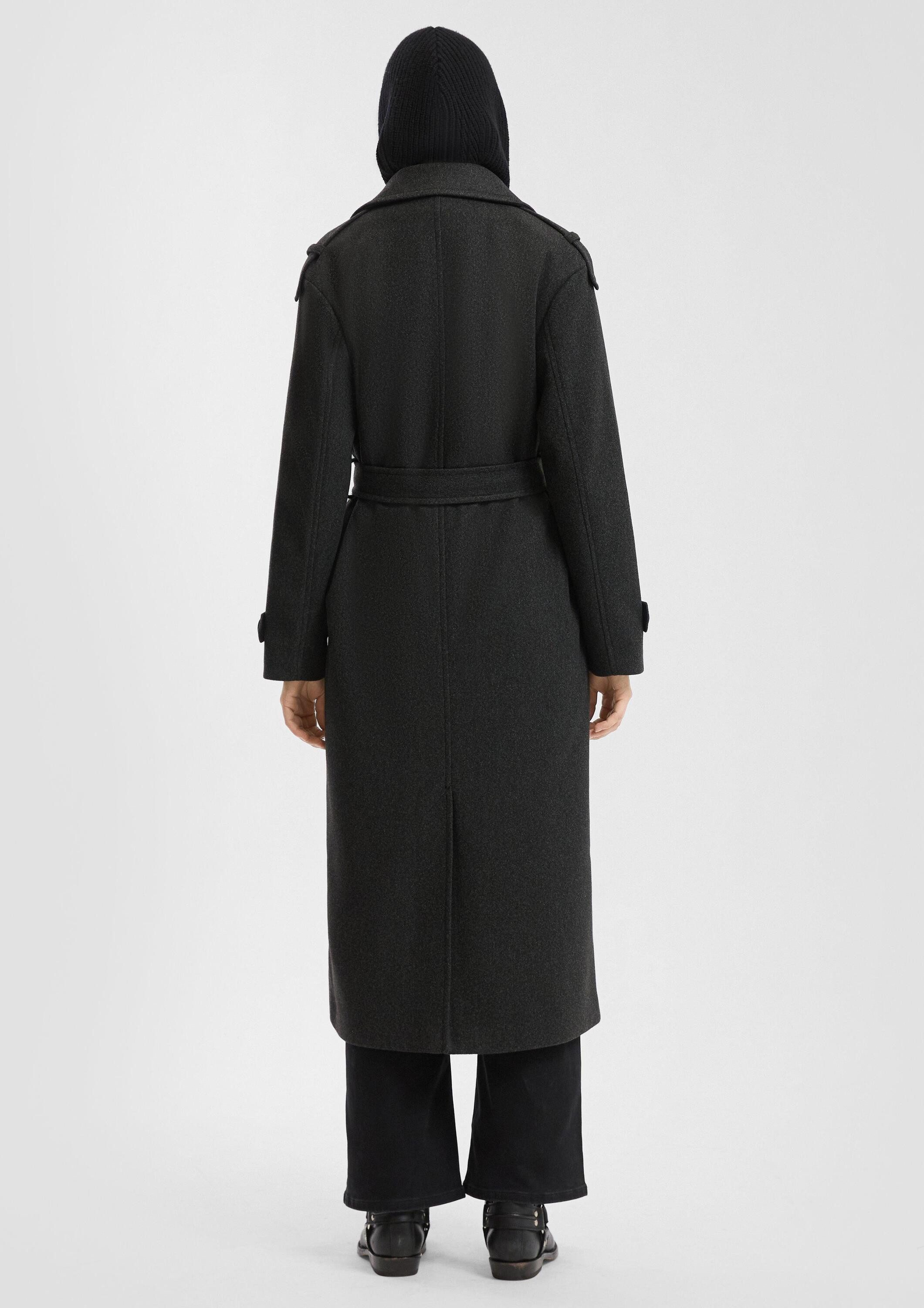 QS Trenchcoat Outdoor-Mantel Trenchcoat mit Gürtel in Wolloptik