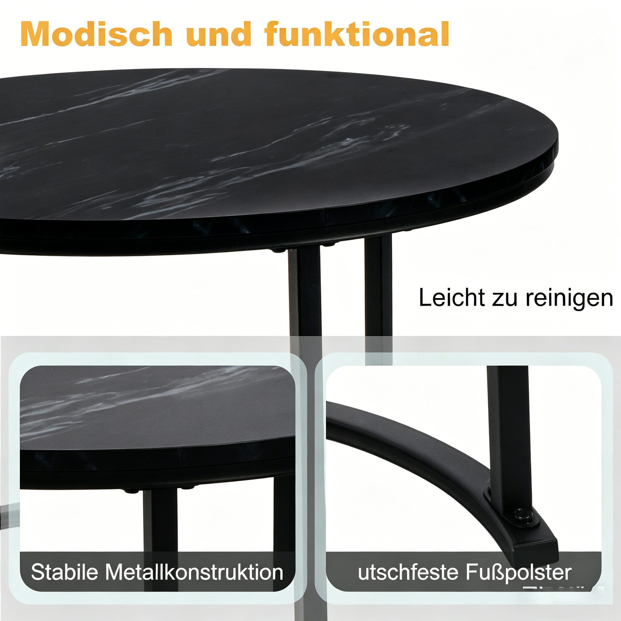 BIGTREE Couchtisch 2er Set Wohnzimmertisch Set Rund Wohnzimmer Tisch (2-St., 2er-Set), 70x70x45 cm und 50x50x40 cm