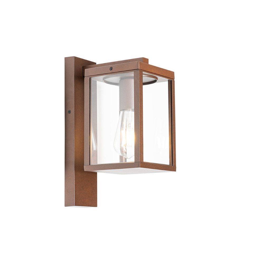 Qazqa Gartenleuchte Charlois, Dimmbar, LED wechselbar, Warmweiß, QAZQA Laterne außen, e27, Rostbraun, Aluminium, Industrie