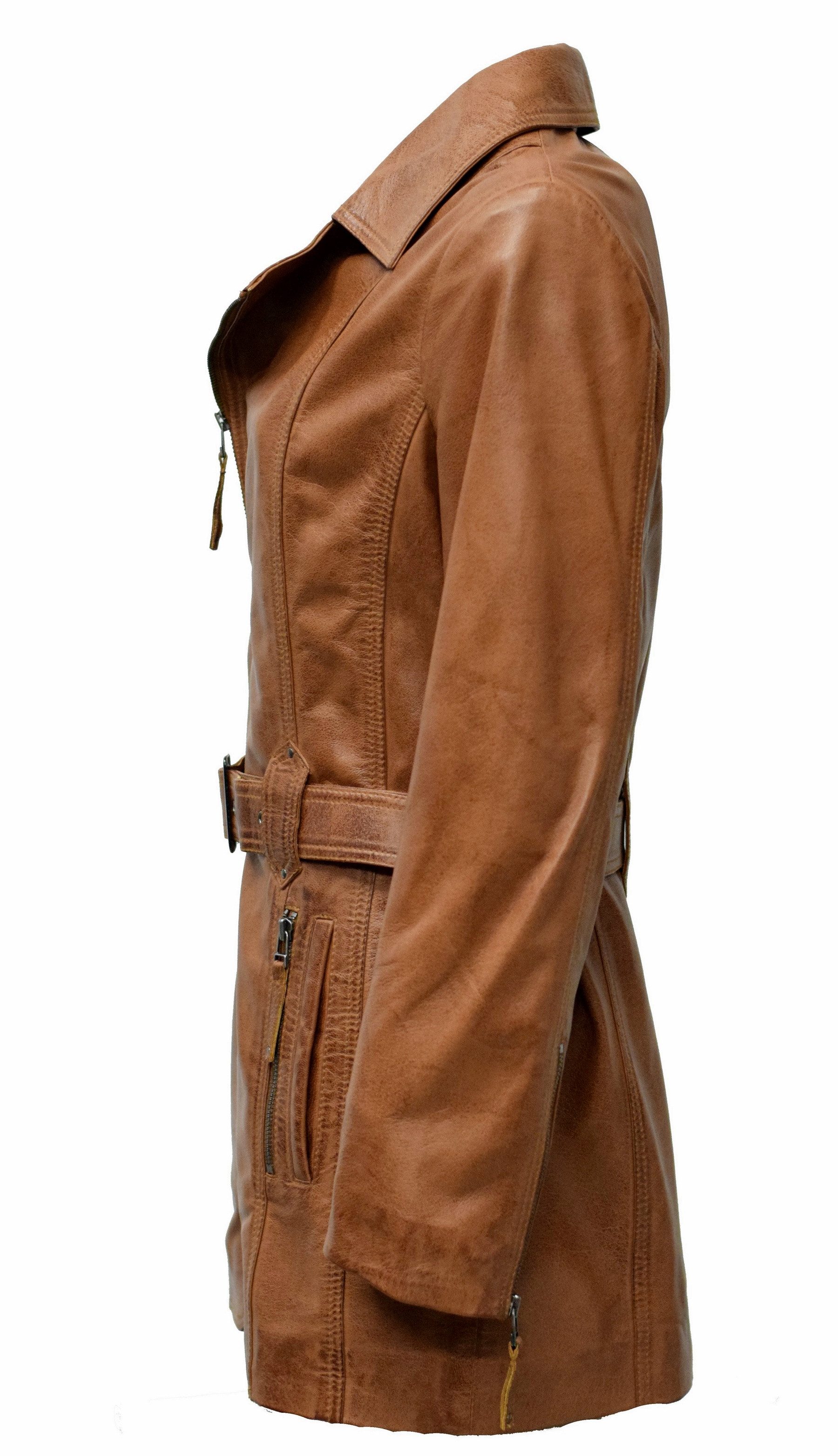 Zimmert Leather Ledermantel Lara weiches Lammnappa, Bordo Rot, Cognac, Schw günstig online kaufen