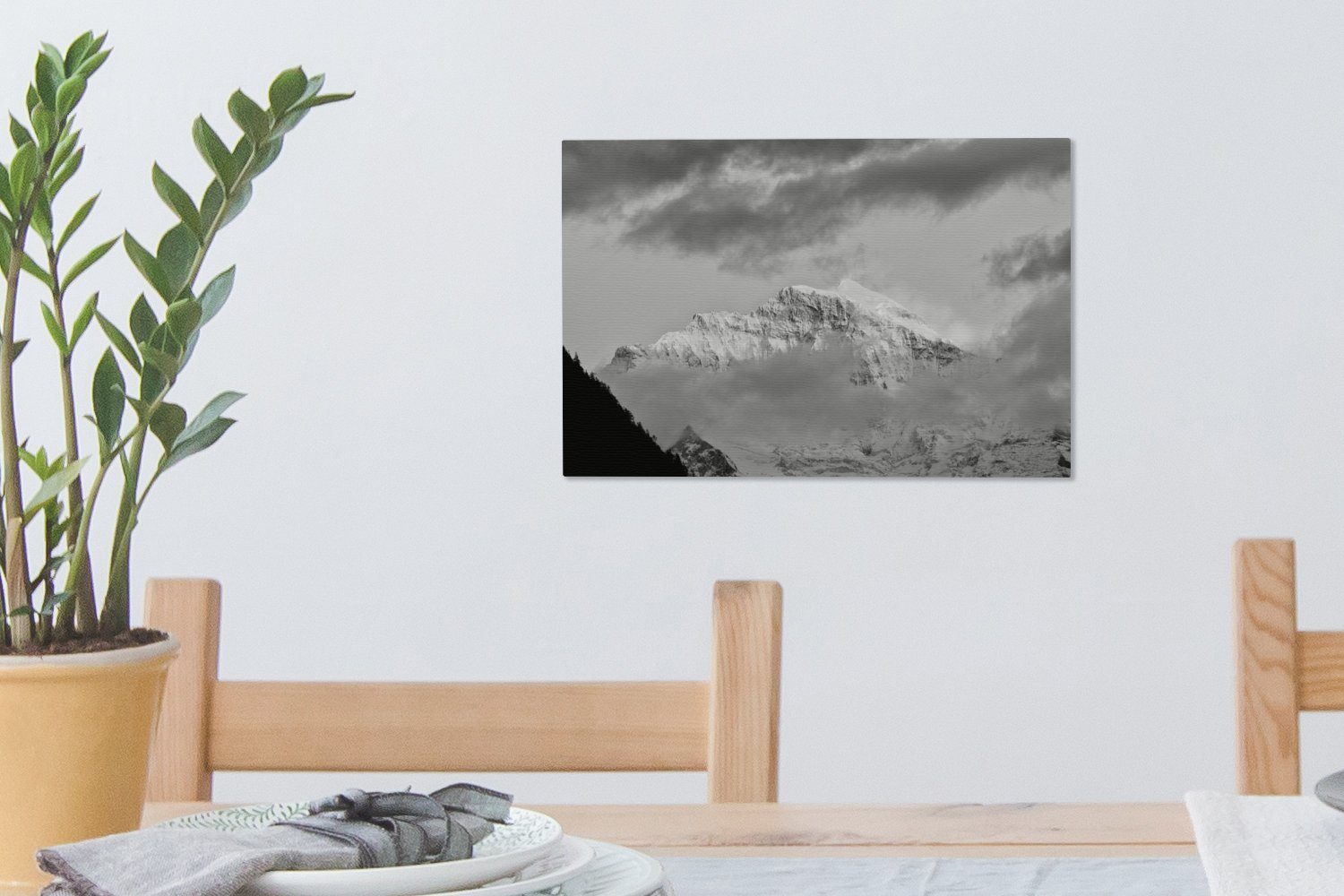 (1 St), Wanddeko, schwarz-weiss, über 30x20 den Aufhängefertig, Sonnenuntergang Eiger Leinwandbild Schweizer Alpen Leinwandbilder, Wandbild cm am - OneMillionCanvasses®