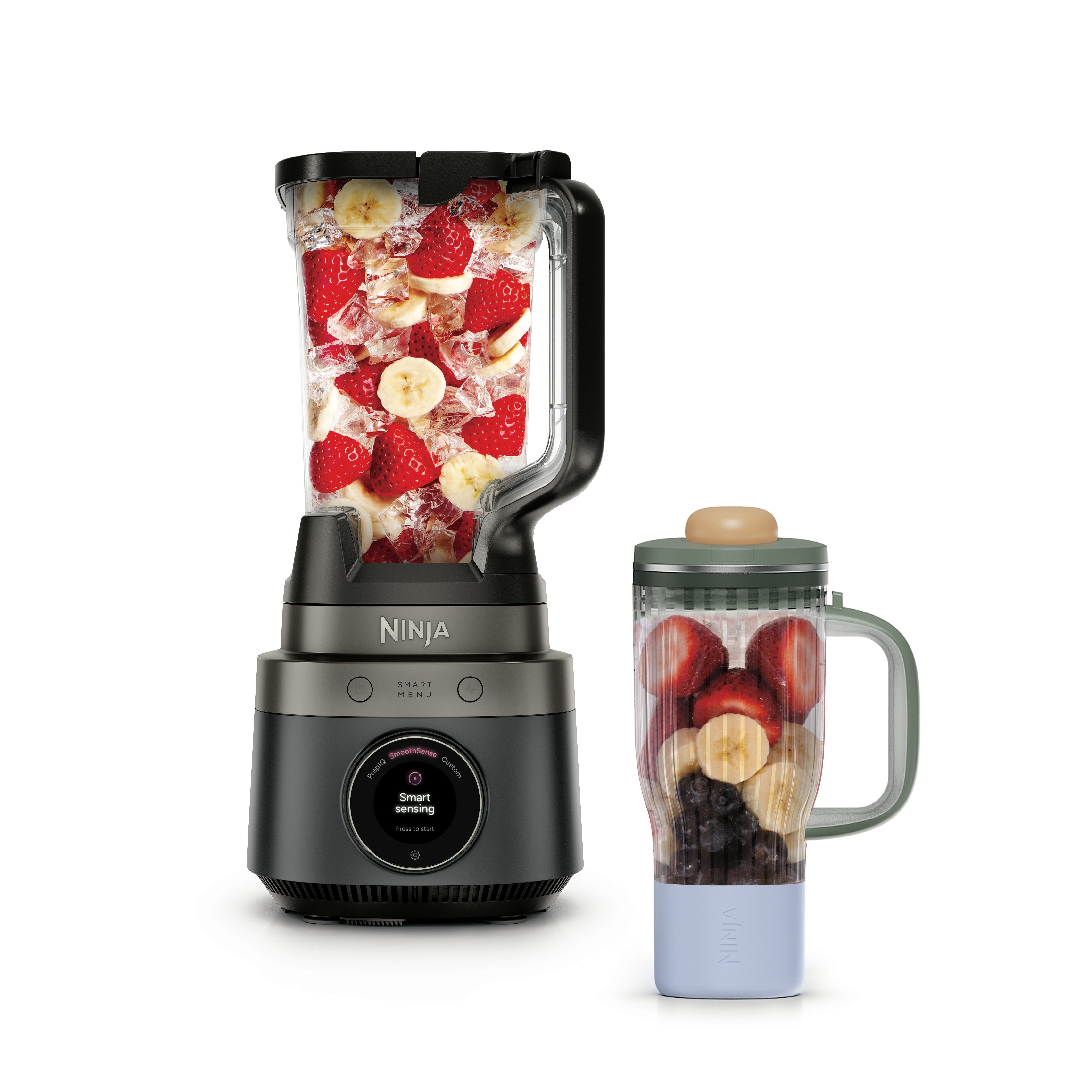 NINJA Standmixer LB301EUBK CrushBOSS 2-in-1-Mixer mit BlendBOSS-Becher, Onyx, 1200 W, mit BlendBOSS-Becher