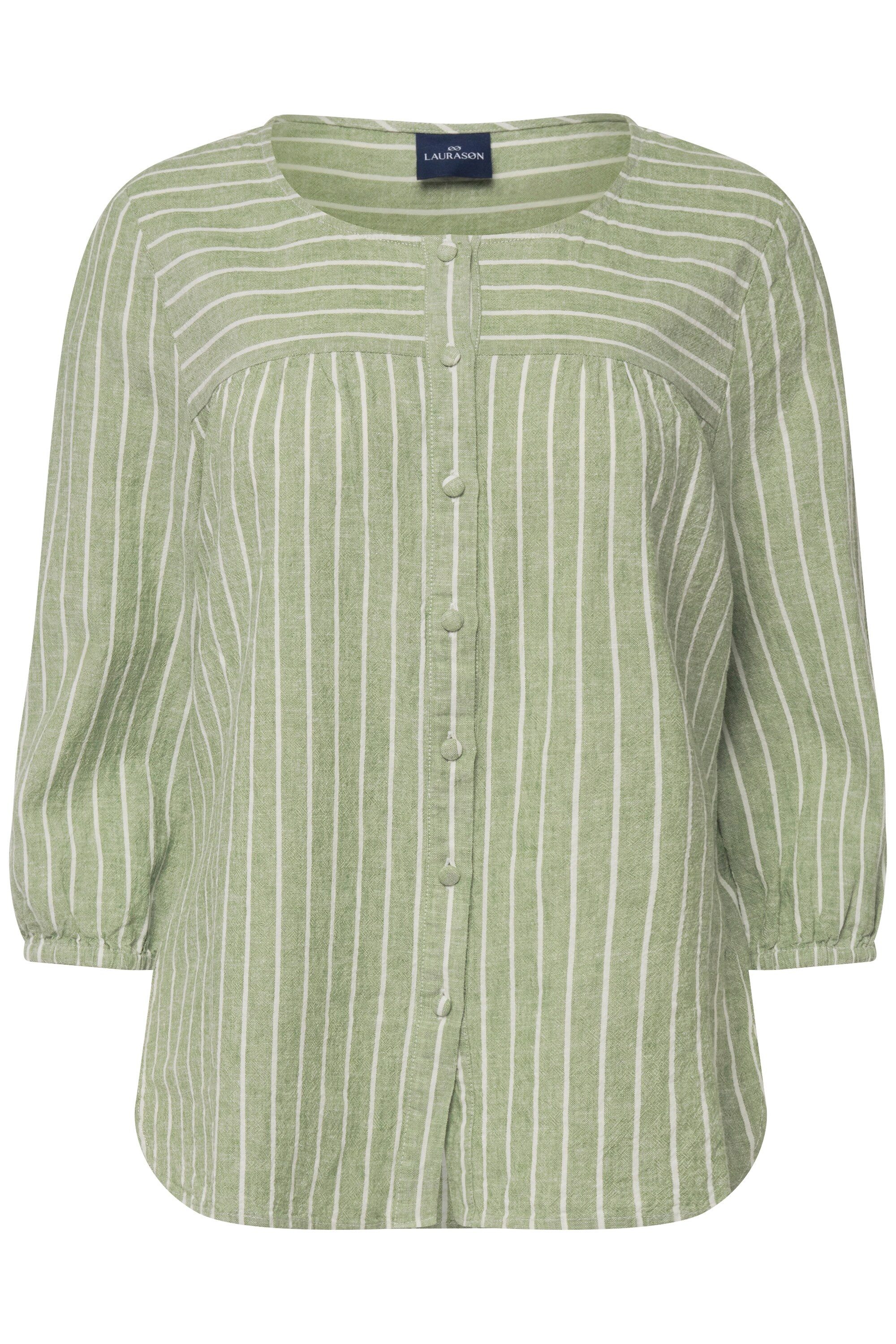 Laurasøn Tunika Bluse Leinenmix Streifen Rundhals 3/4-Ärmel günstig online kaufen