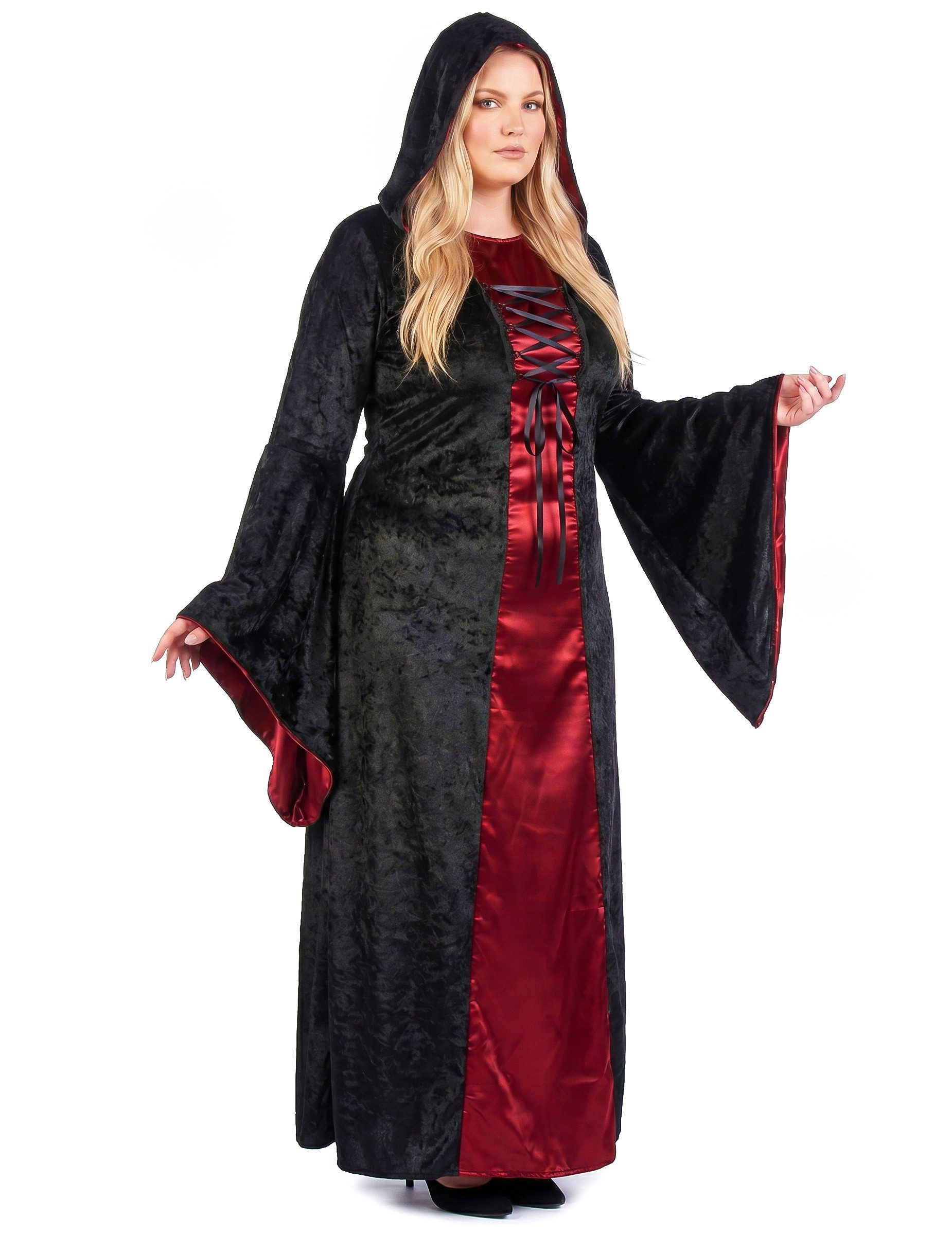 JADEO Kostüm Elegantes Hexenkostüm in Übergrösse für Damen rot-schwarz