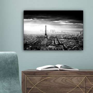 OneMillionCanvasses® Leinwandbild Paris - Skyline - Eiffelturm - Stadt - Wolken, (1 St), Wandbild Leinwandbilder, Aufhängefertig, Wanddeko, 30x20 cm