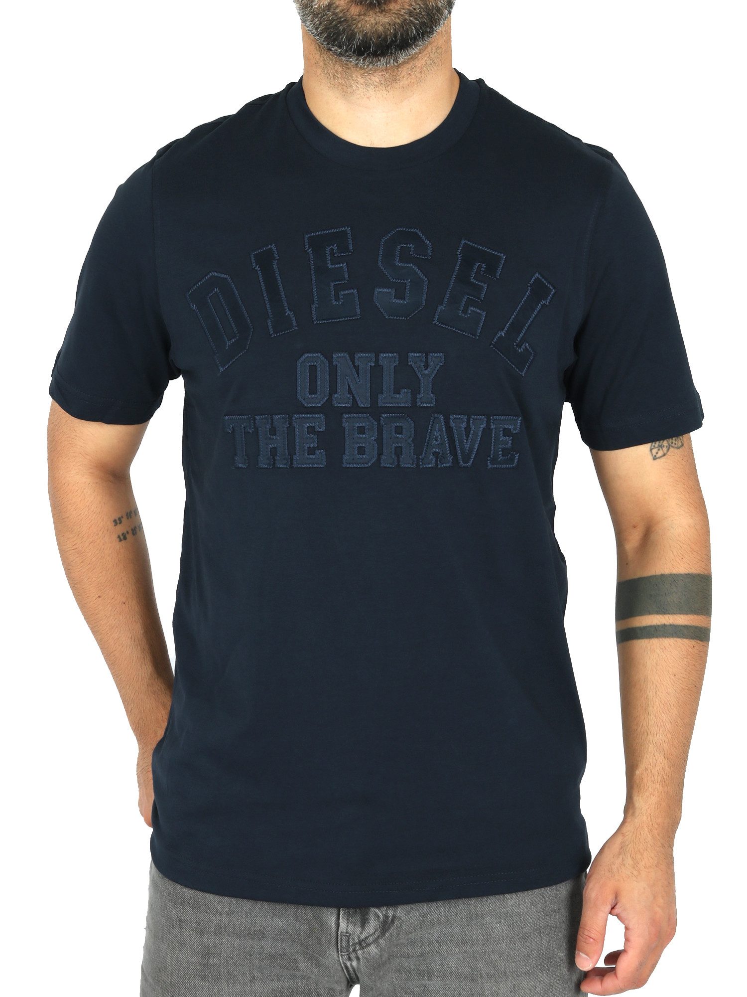 Diesel Rundhalsshirt aufgenähte Logo-Applikation - T-JUST günstig online kaufen
